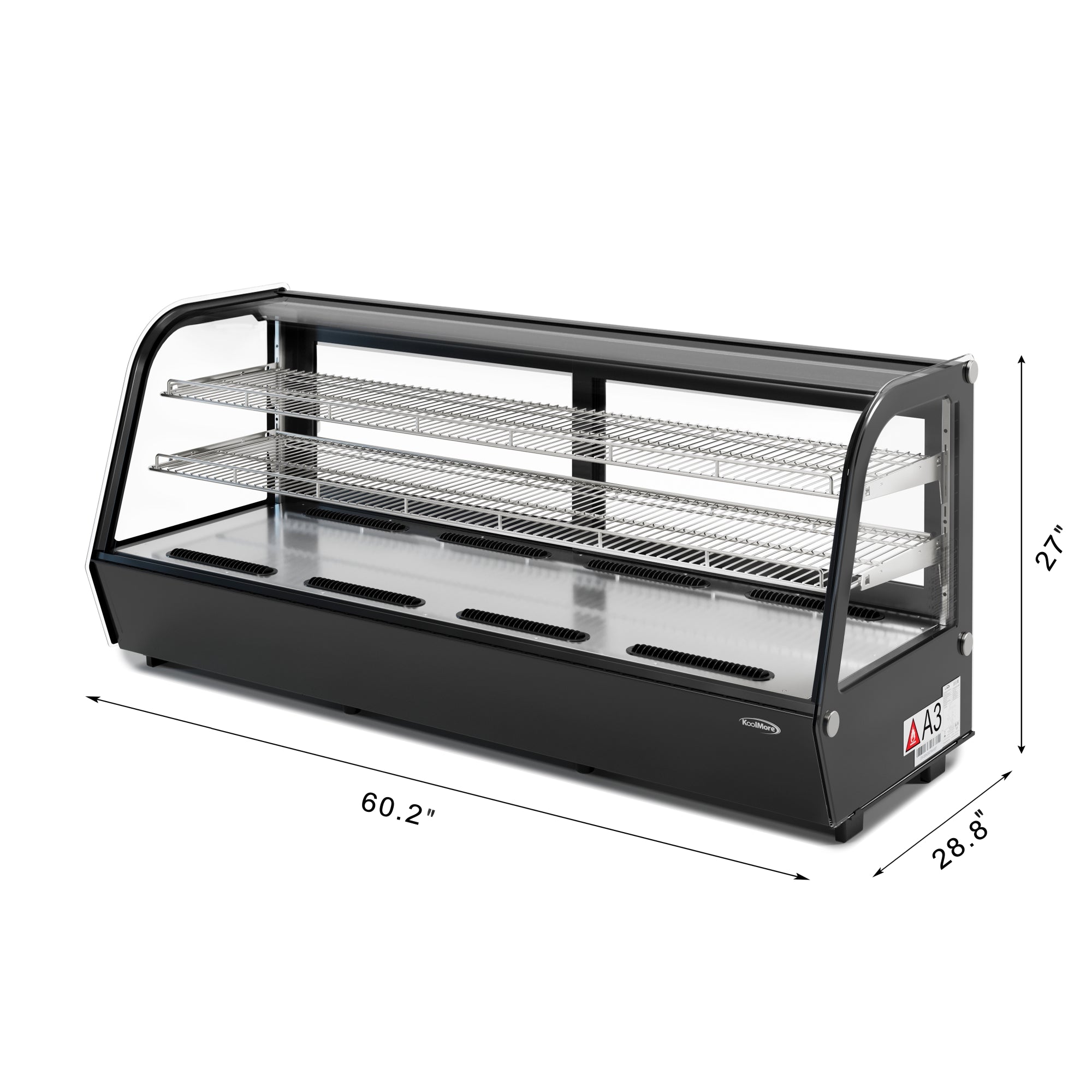60 in. Countertop Bakery Display Refrigerator in Black, 8 cu. ft.