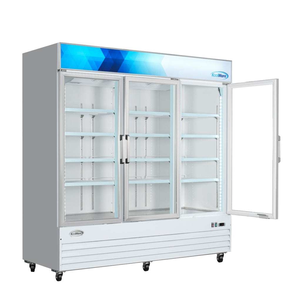 80 in. 3-Door Commercial Display Merchandiser Freezer 52 cu. ft. in White