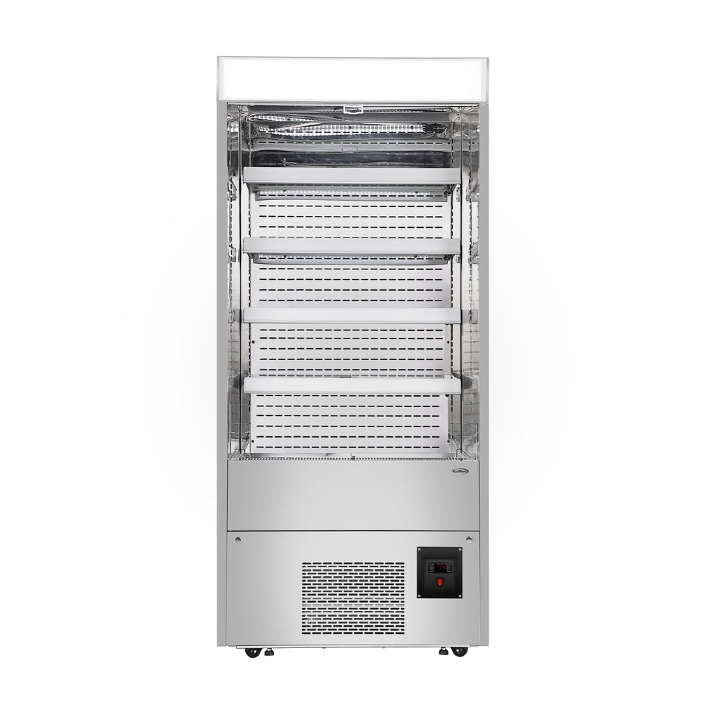 35.3 in. Open-Air Merchandiser Grab and Go Refrigerator, 18 cu. ft. in Stainless Steel - Wrap