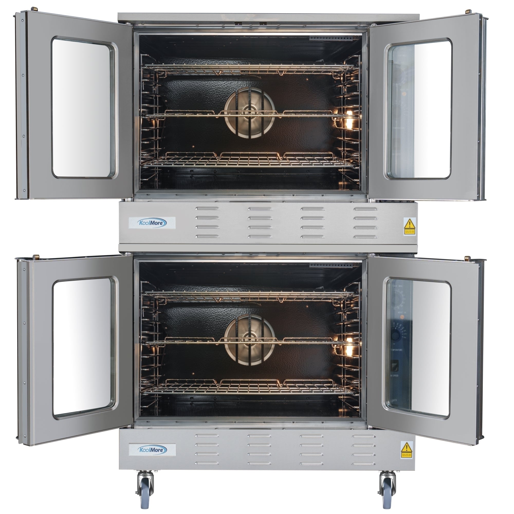 38 in. Full Size Double Commercial LP Convection Oven 108,000 BTU Total with Stacking Kit and Casters