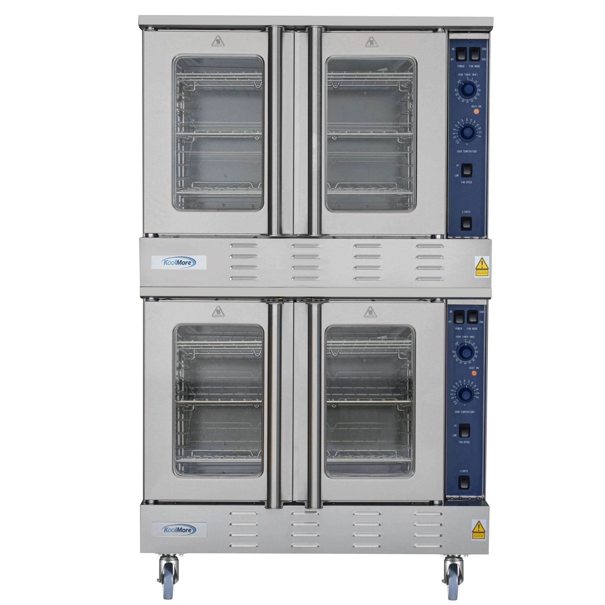 38 in. Full Size Double Commercial Natural Gas Convection Oven 108,000 BTU Total with stacking And Casters