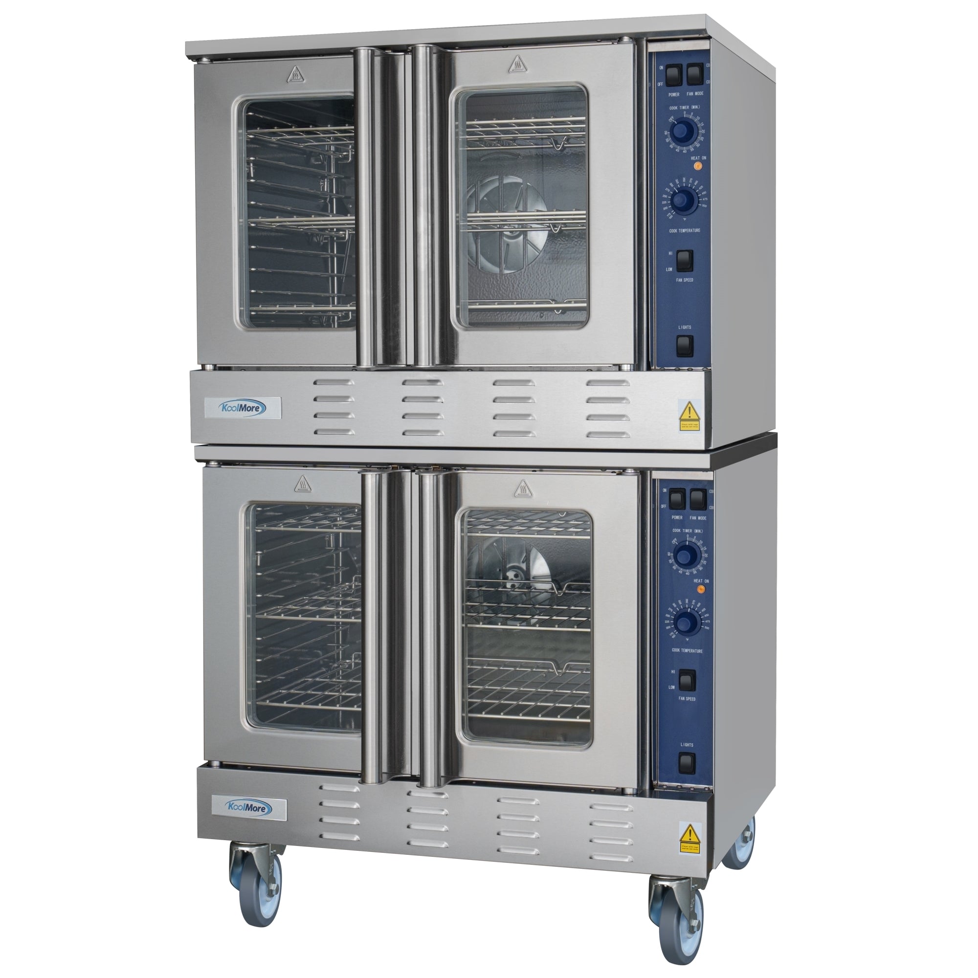 38 in. Full Size Double Commercial Natural Gas Convection Oven 108,000 BTU Total with stacking And Casters