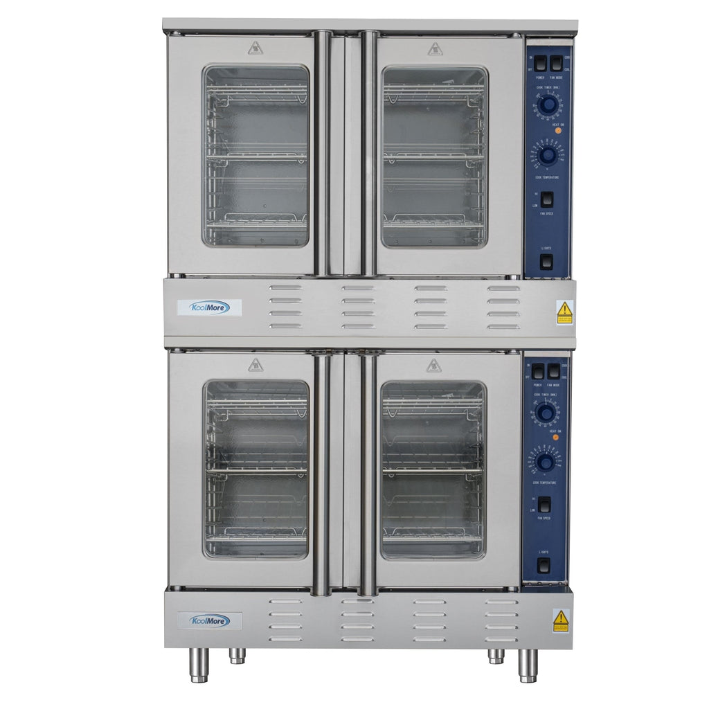 38 in. Full Size Double Commercial Natural Gas Convection Oven 108,000 BTU Total with Stacking Kit