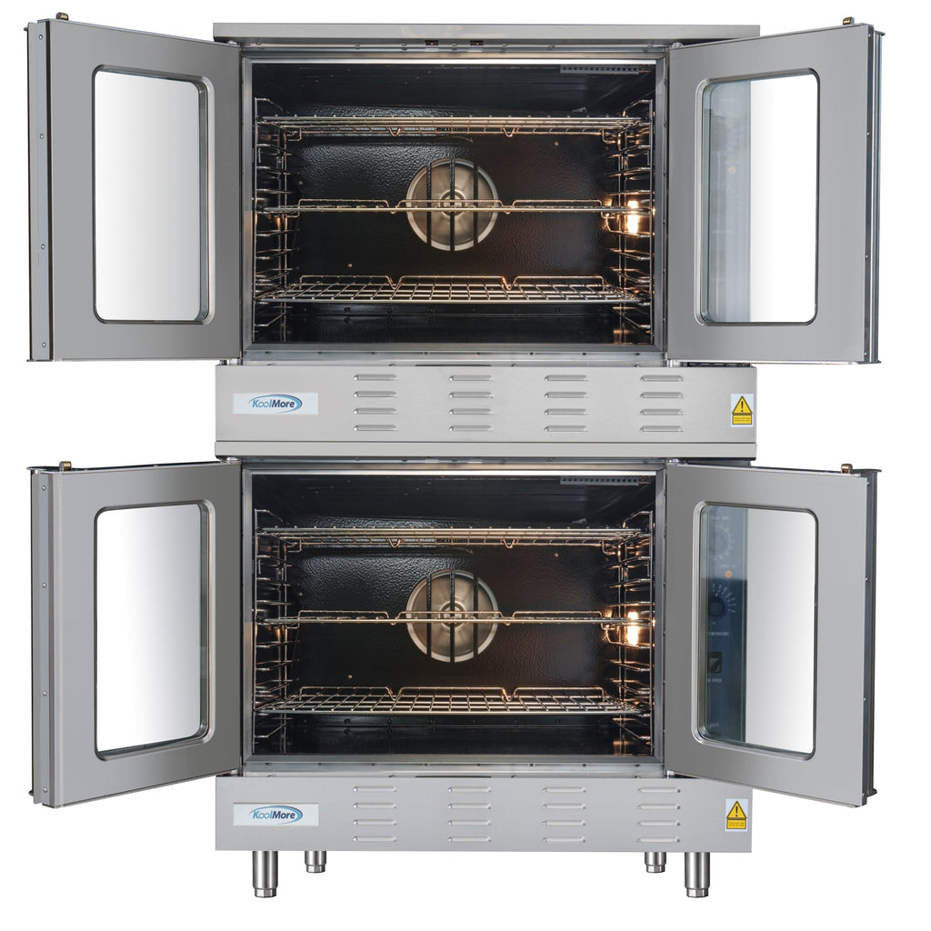 38 in. Full Size Double Commercial Natural Gas Convection Oven 108,000 BTU Total with Stacking Kit
