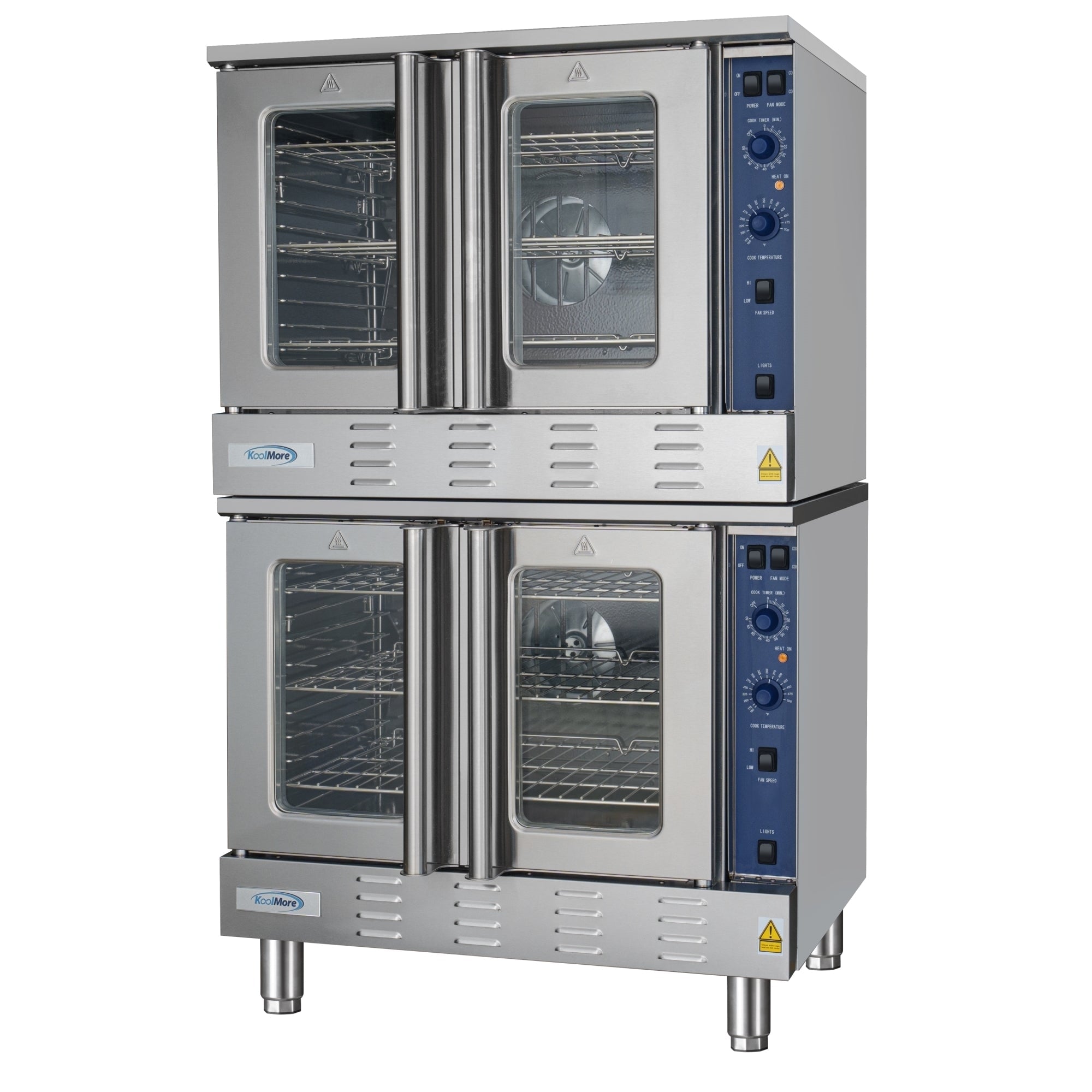 38 in. Full Size Double Commercial Natural Gas Convection Oven 108,000 BTU Total with Stacking Kit