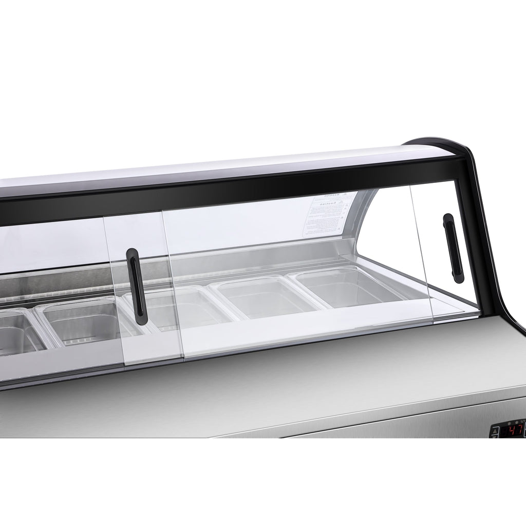 46 in. Countertop Gelato Display Case with 6 Pans and Built-in Glass Sneeze Guard in Stainless-Steel