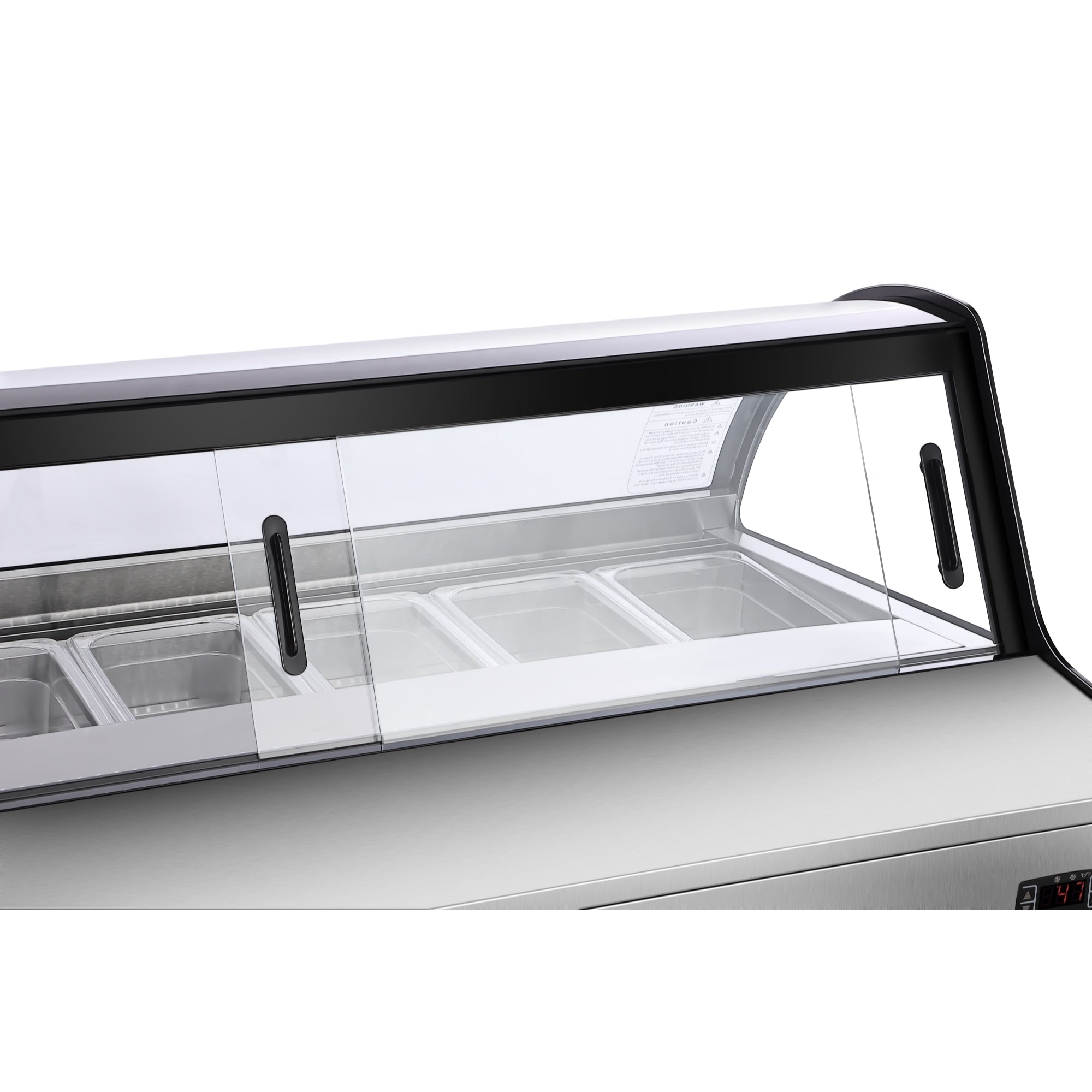 46 in. Countertop Gelato Display Case with 6 Pans and Built-in Glass Sneeze Guard in Stainless-Steel