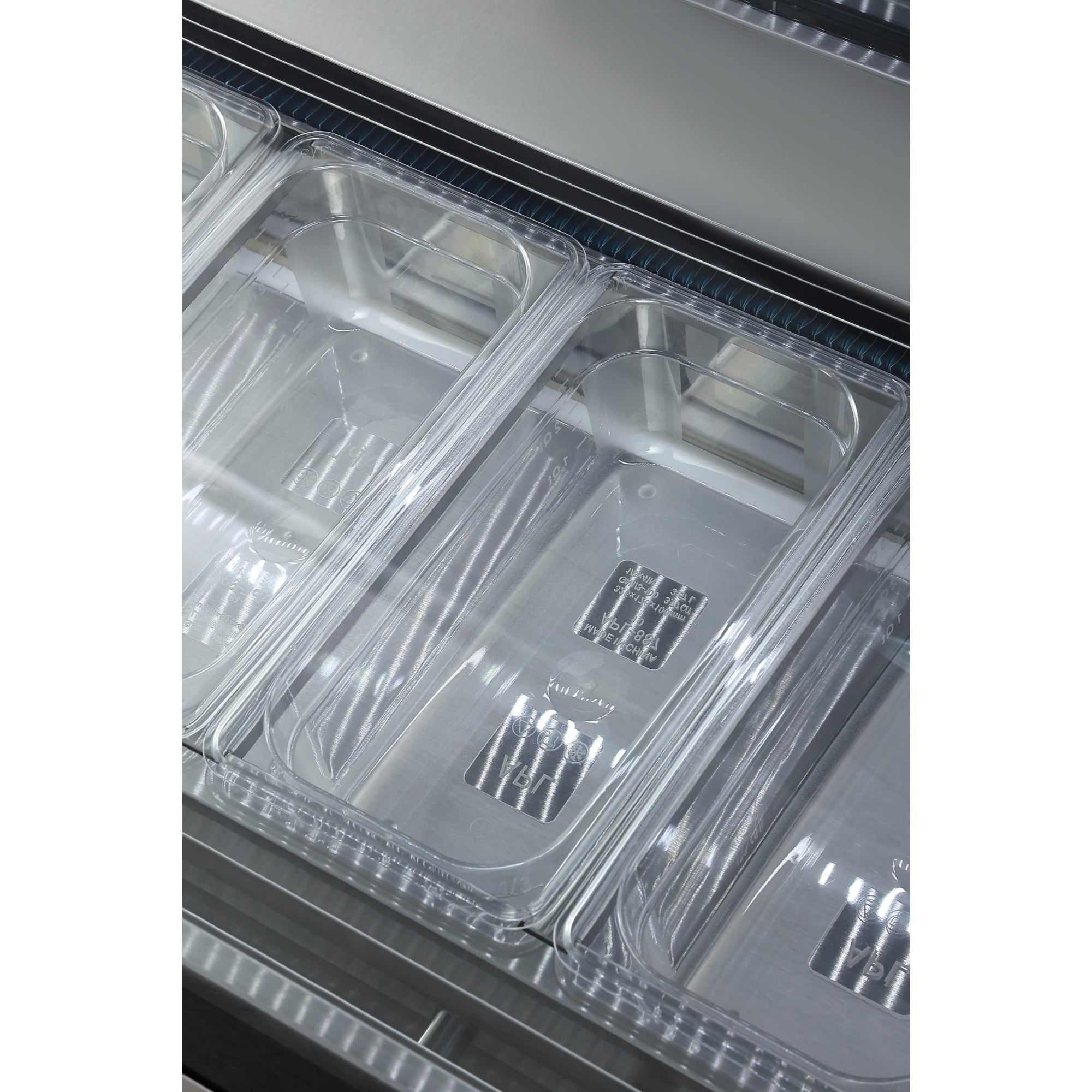 46 in. Countertop Gelato Display Case with 6 Pans and Built-in Glass Sneeze Guard in Stainless-Steel