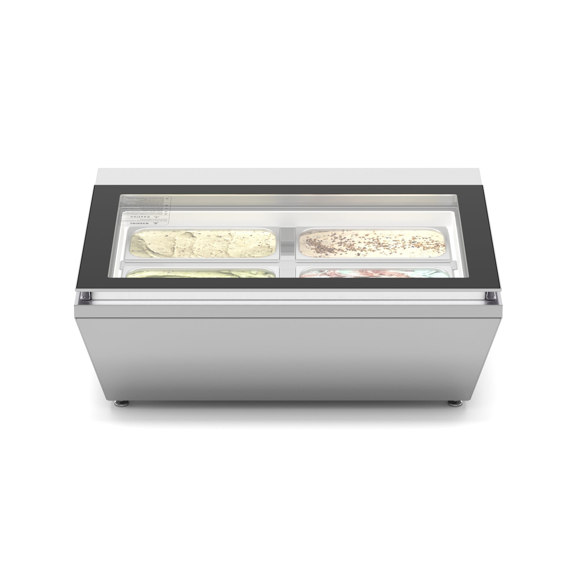 31 in. Countertop Ice Cream Display case with 4 Pans and Glass Sneeze Guard in Stainless-Steel