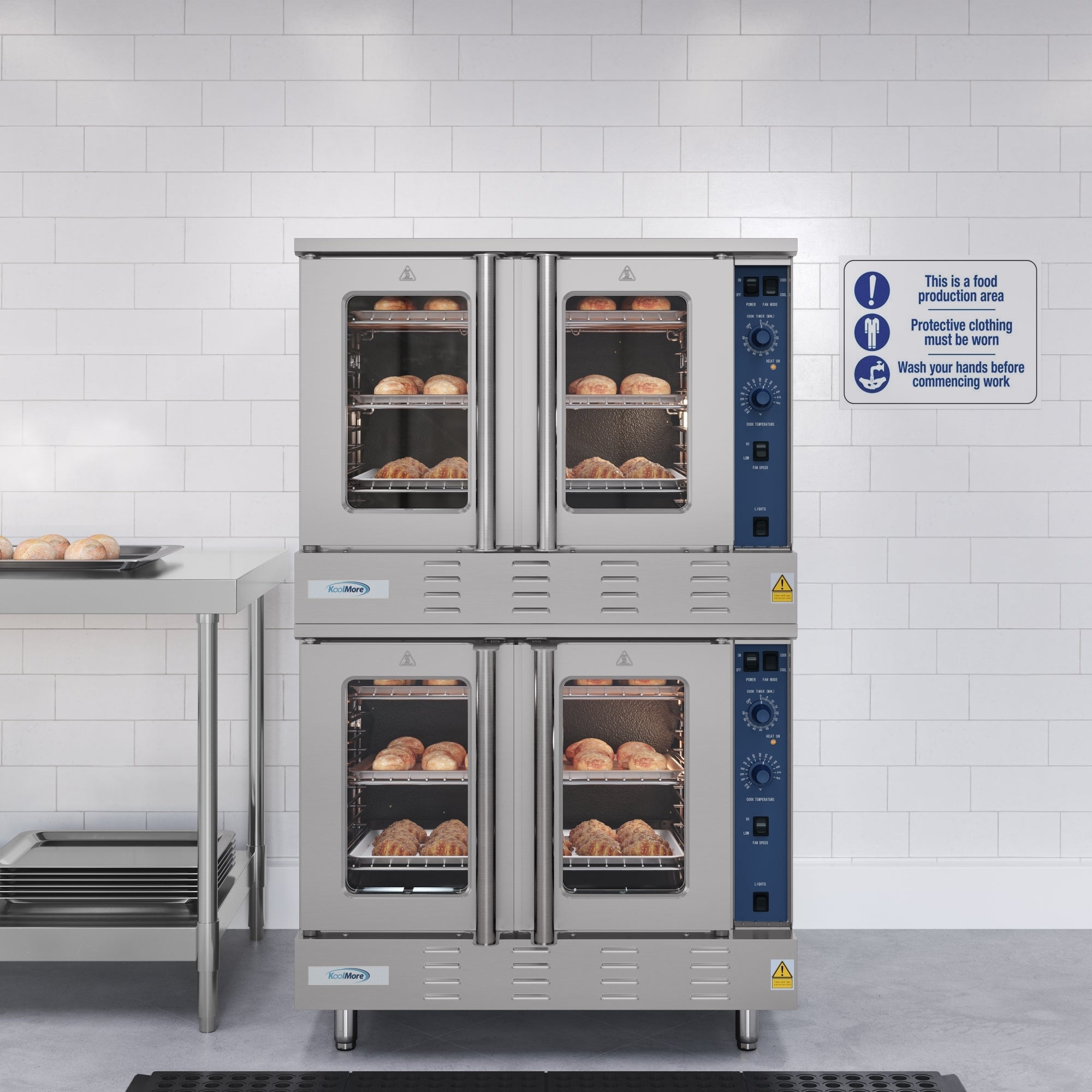 38 in. Full Size Double Commercial Natural Gas Convection Oven 108,000 BTU Total with Stacking Kit