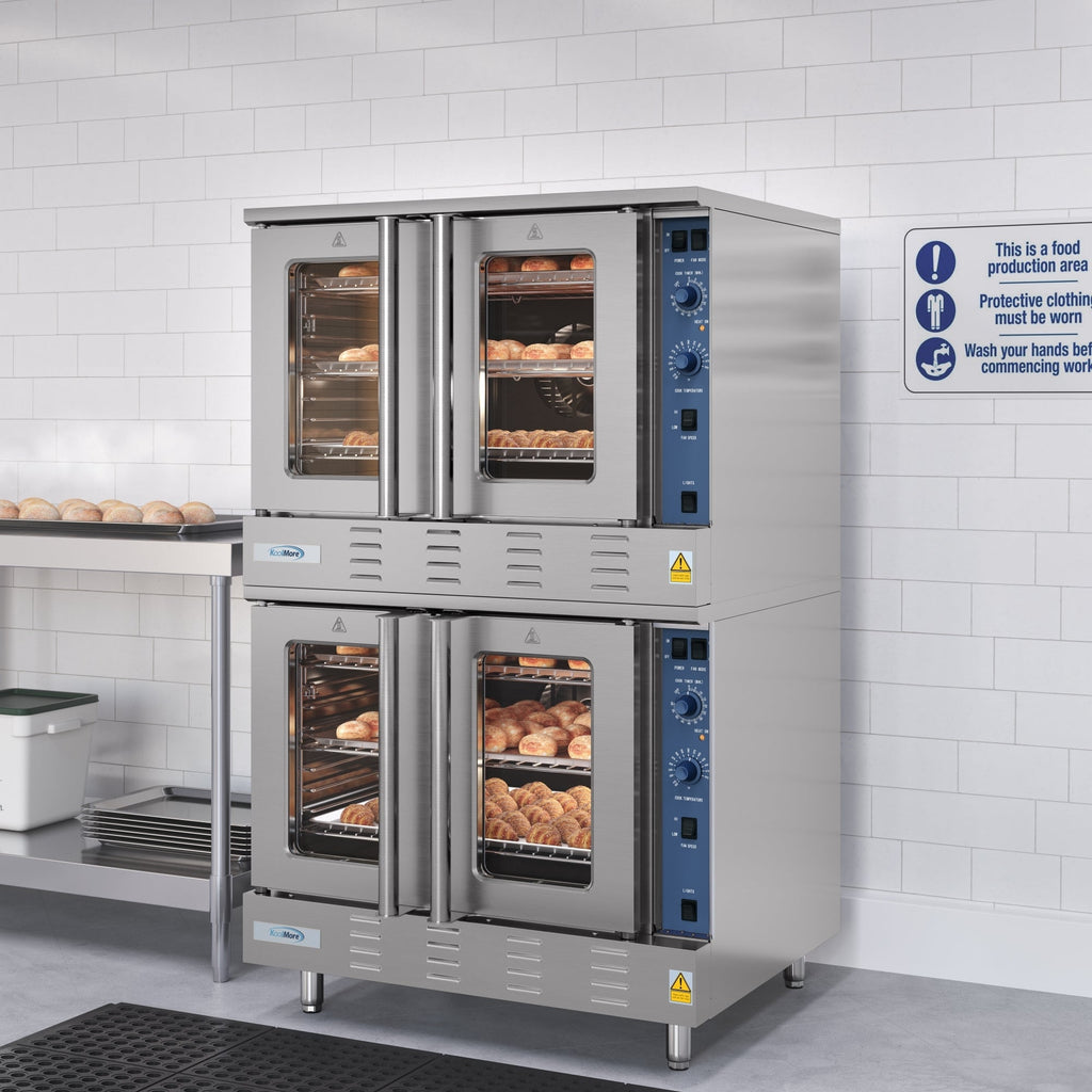 38 in. Full Size Double Commercial Natural Gas Convection Oven 108,000 BTU Total with Stacking Kit
