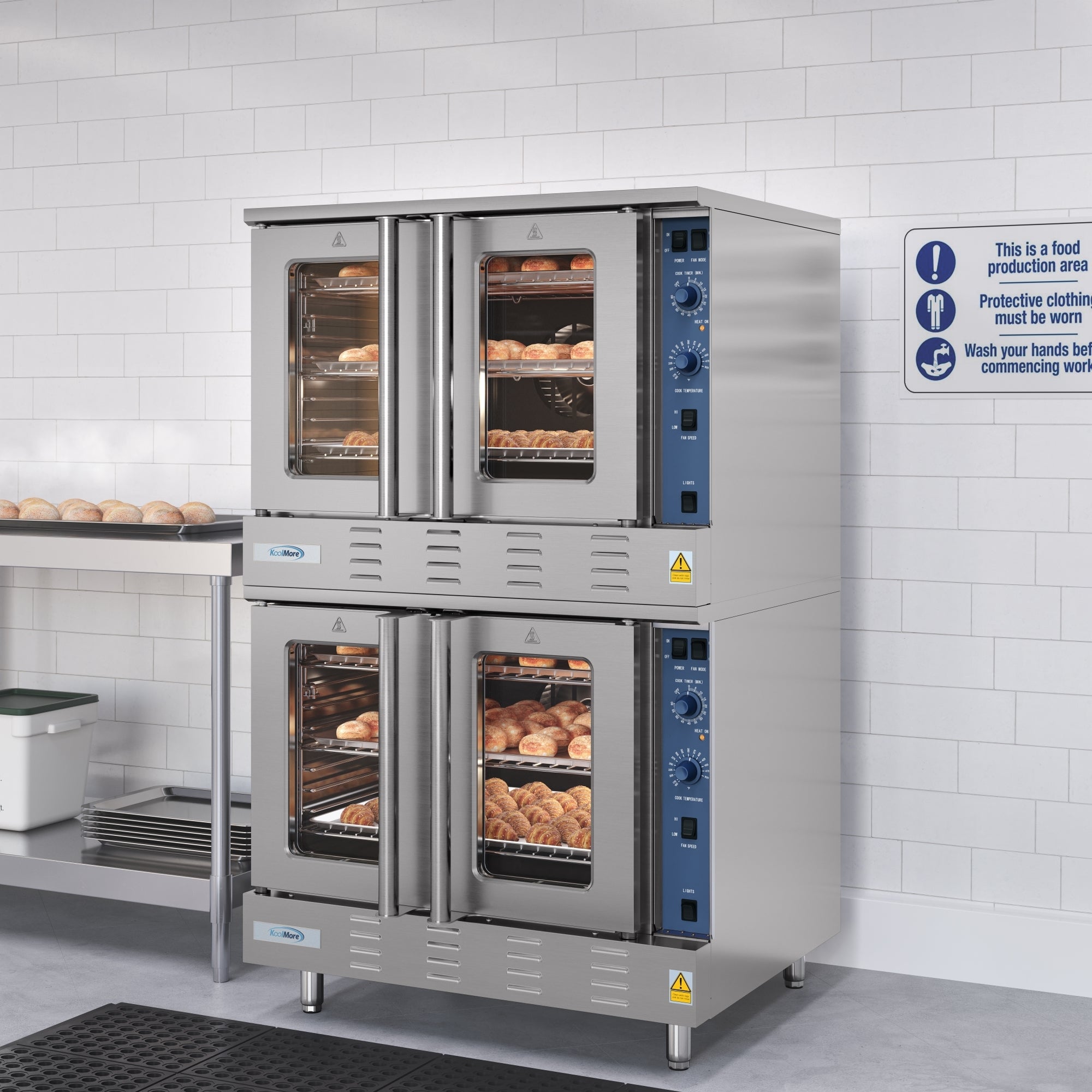 38 in. Full Size Double Commercial Natural Gas Convection Oven 108,000 BTU Total with Stacking Kit