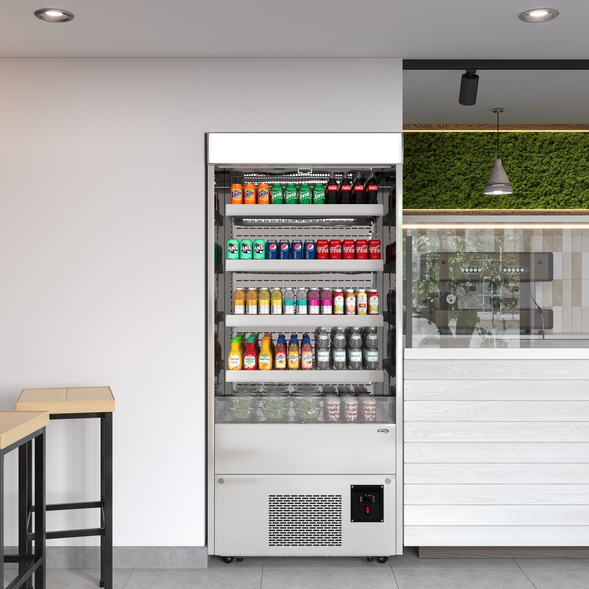 35.3 in. Open-Air Merchandiser Grab and Go Refrigerator, 18 cu. ft. in Stainless Steel - Wrap