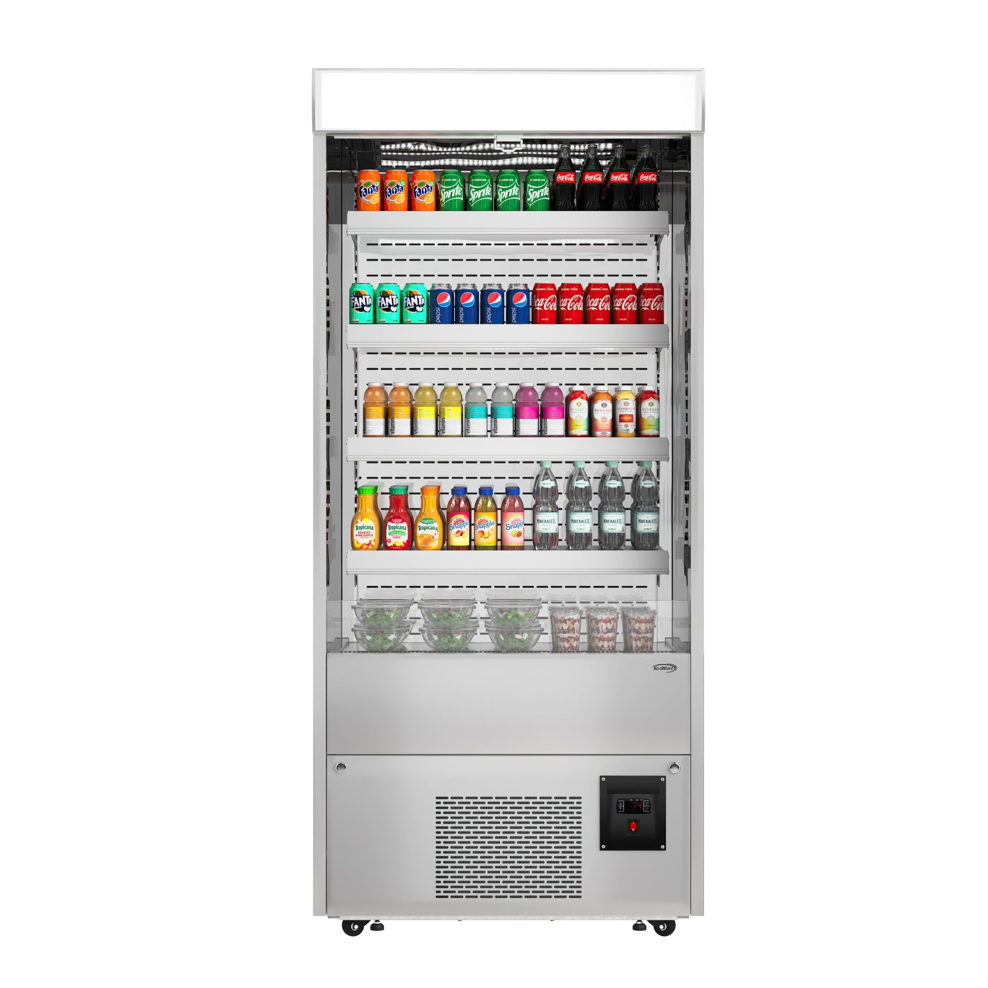 35.3 in. Open-Air Merchandiser Grab and Go Refrigerator, 18 cu. ft. in Stainless Steel - Wrap