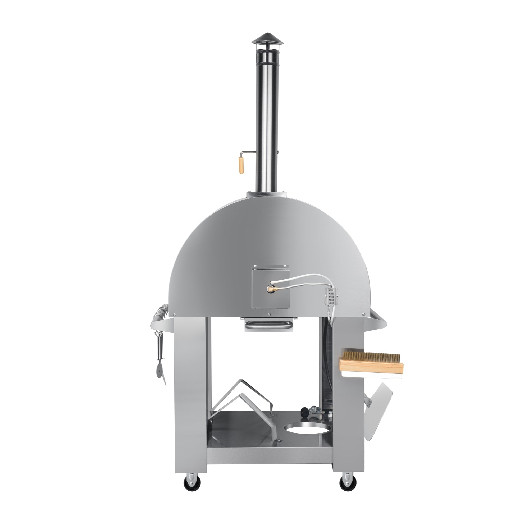 32 in. Outdoor Propane and Wood Fired Pizza Oven in Stainless-Steel (KM-OKS-DFPO)