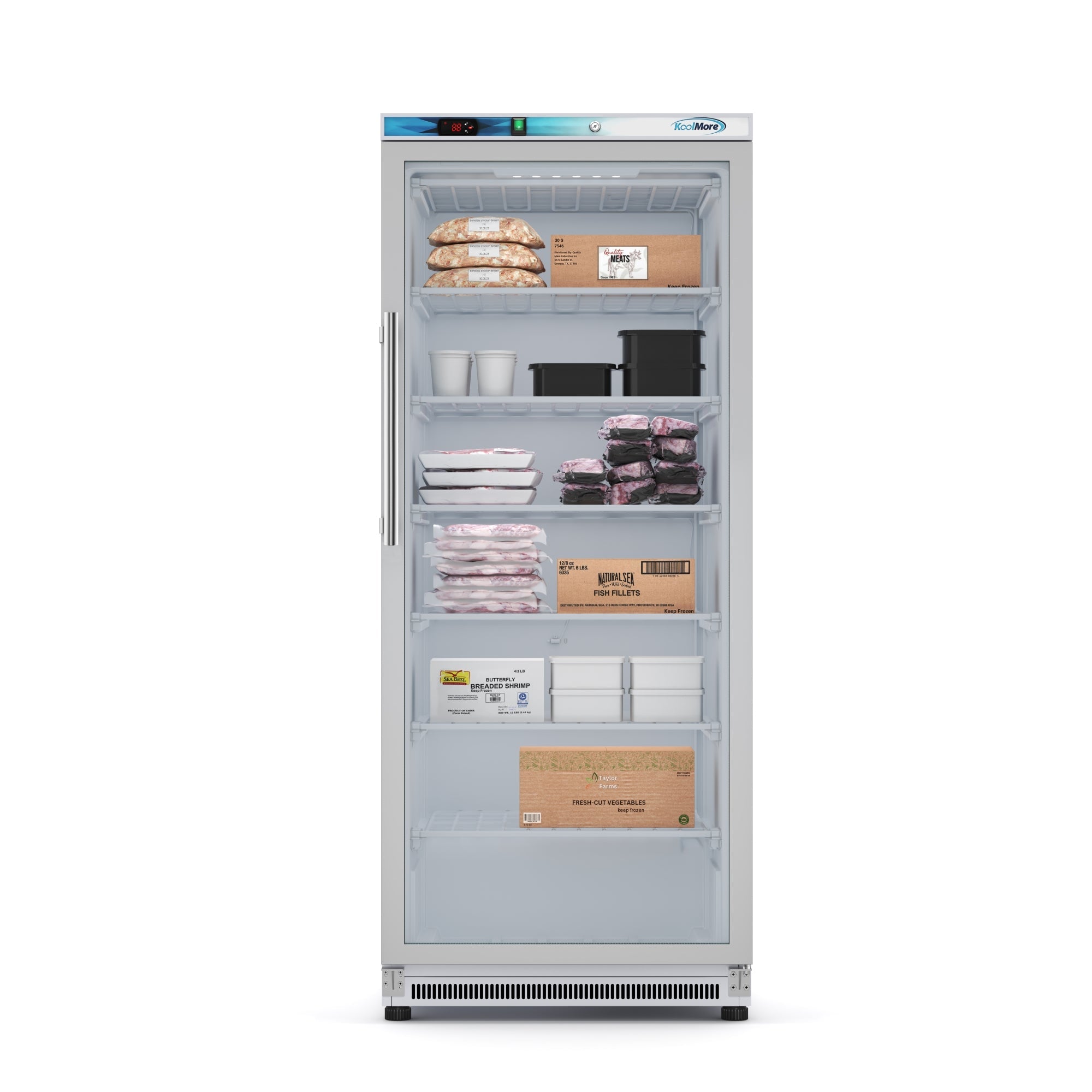 21 Cu. Ft. Commercial  Freezer with Glass Door in White - Manual Defrost