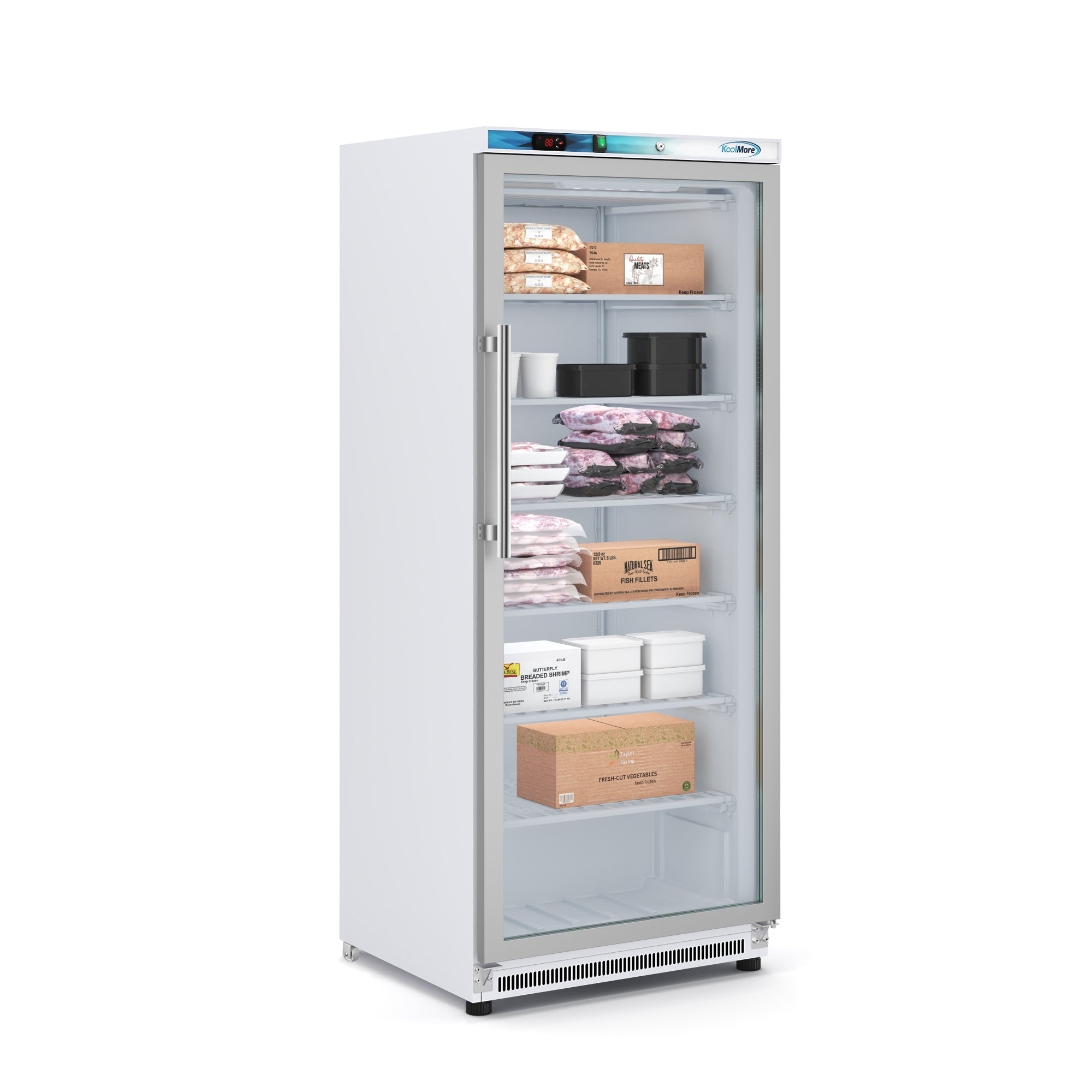 21 Cu. Ft. Commercial  Freezer with Glass Door in White - Manual Defrost