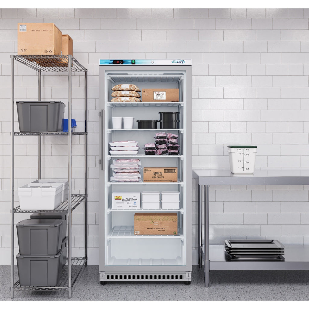 21 Cu. Ft. Commercial  Freezer with Glass Door in White - Manual Defrost