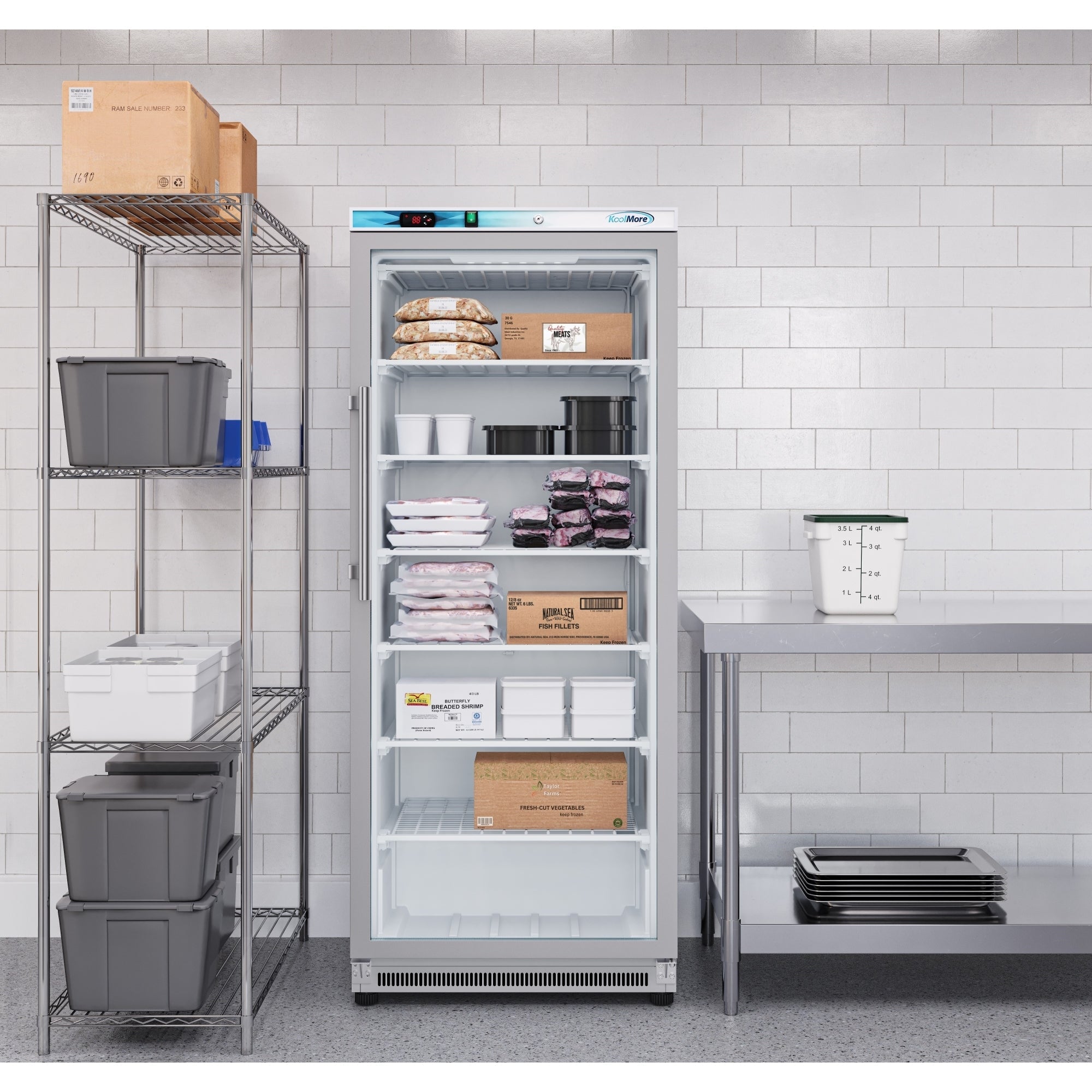21 Cu. Ft. Commercial  Freezer with Glass Door in White - Manual Defrost