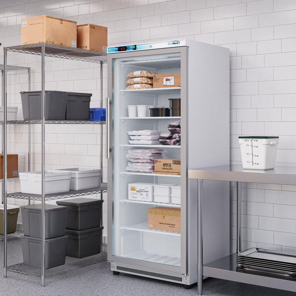 21 Cu. Ft. Commercial  Freezer with Glass Door in White - Manual Defrost
