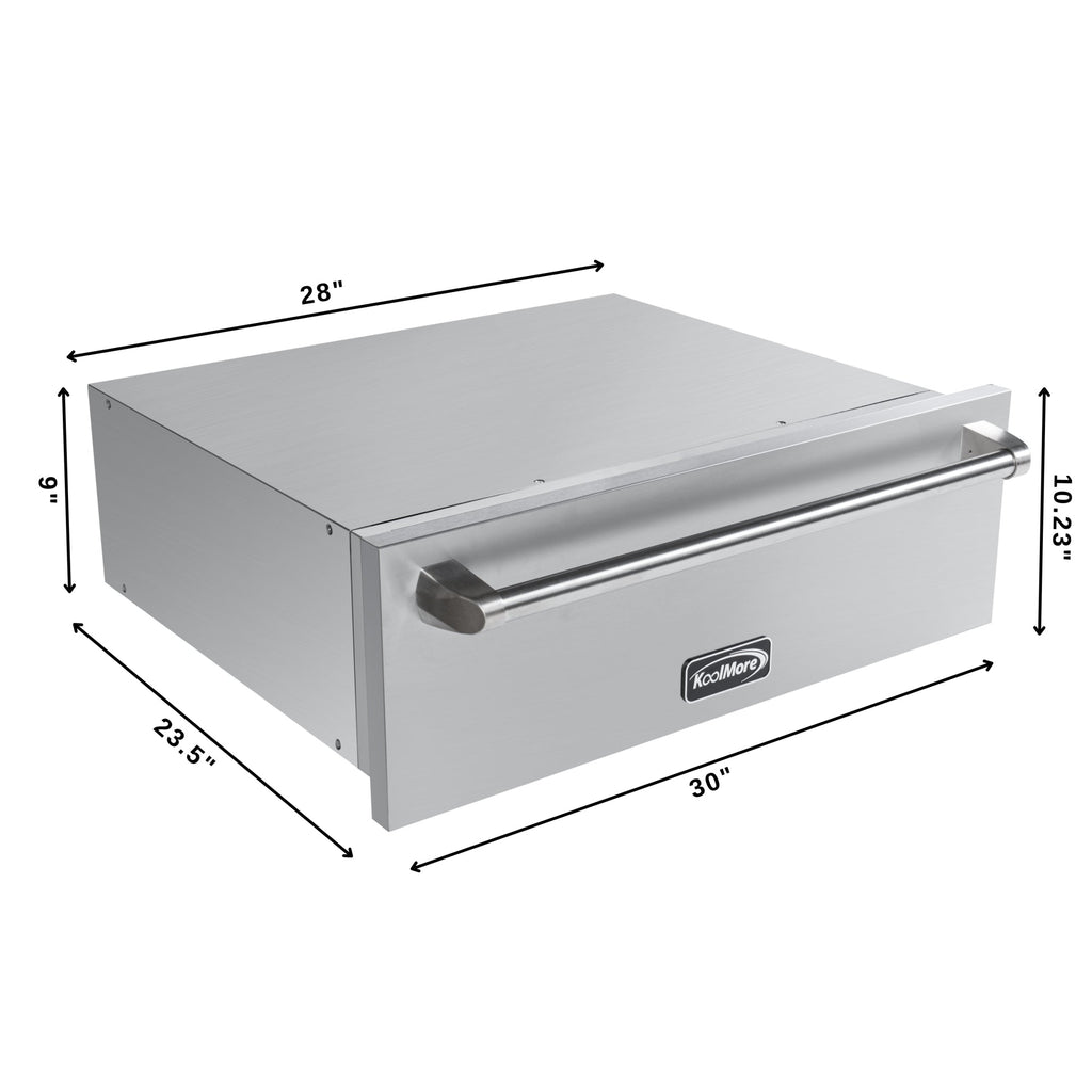 30 in. Warming Drawer with Three Compartments in Stainless-Steel