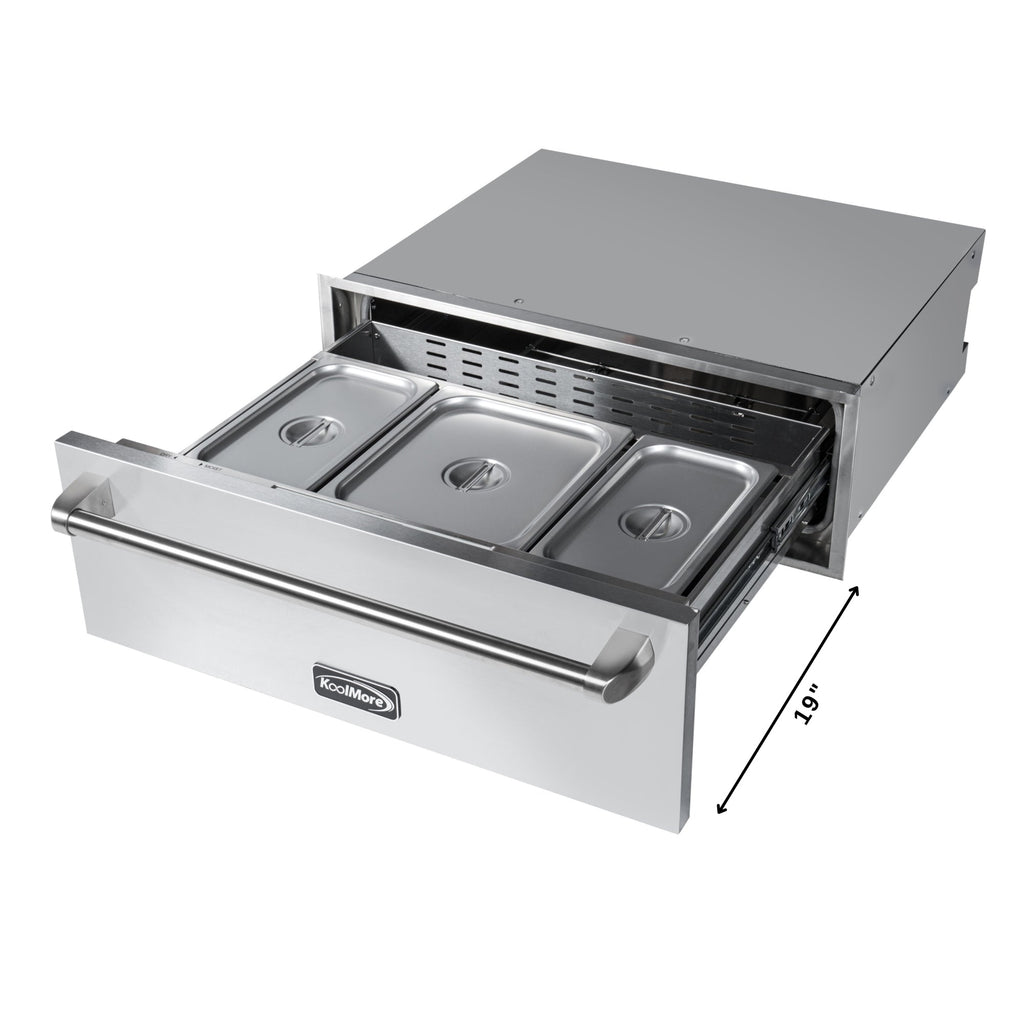 30 in. Warming Drawer with Three Compartments in Stainless-Steel