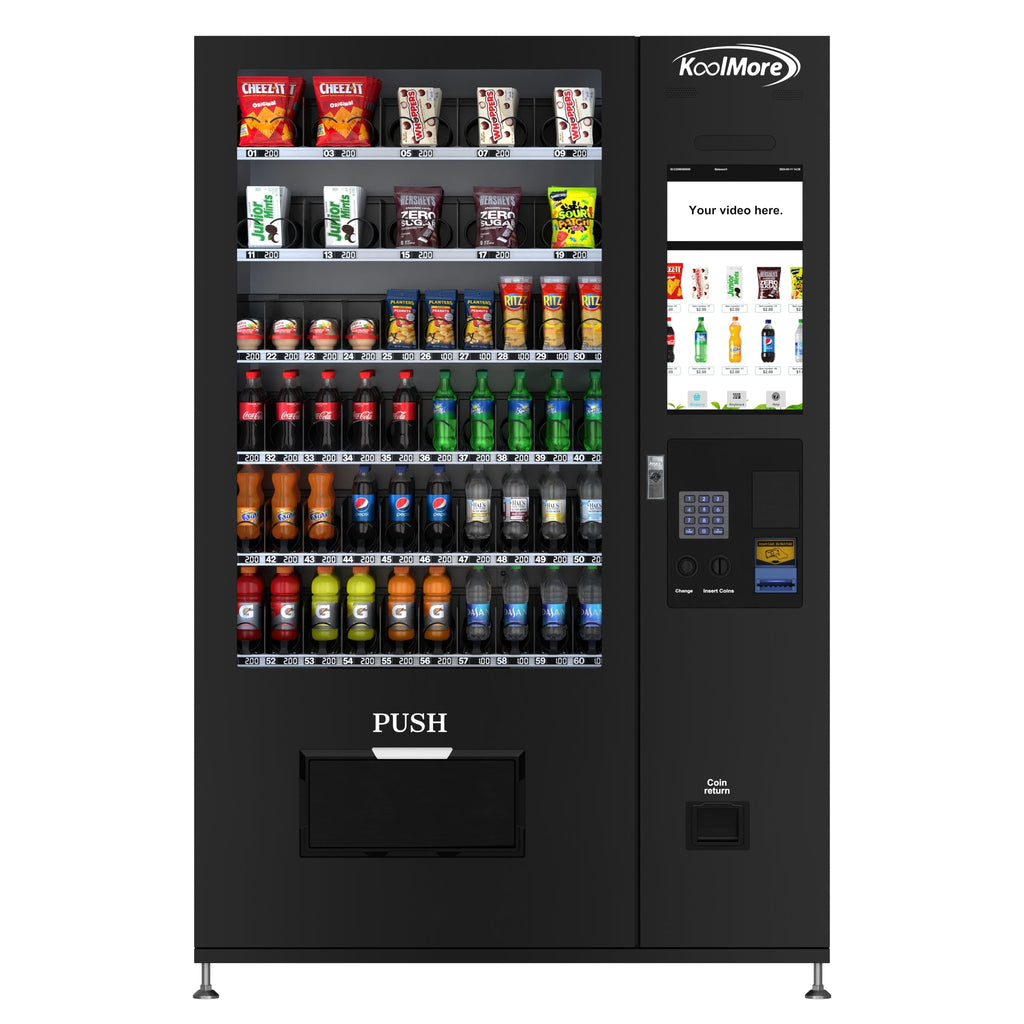 Refrigerated Snack and Drink Vending Machine with 60 Slots and 22 Inch Touch Screen in Black