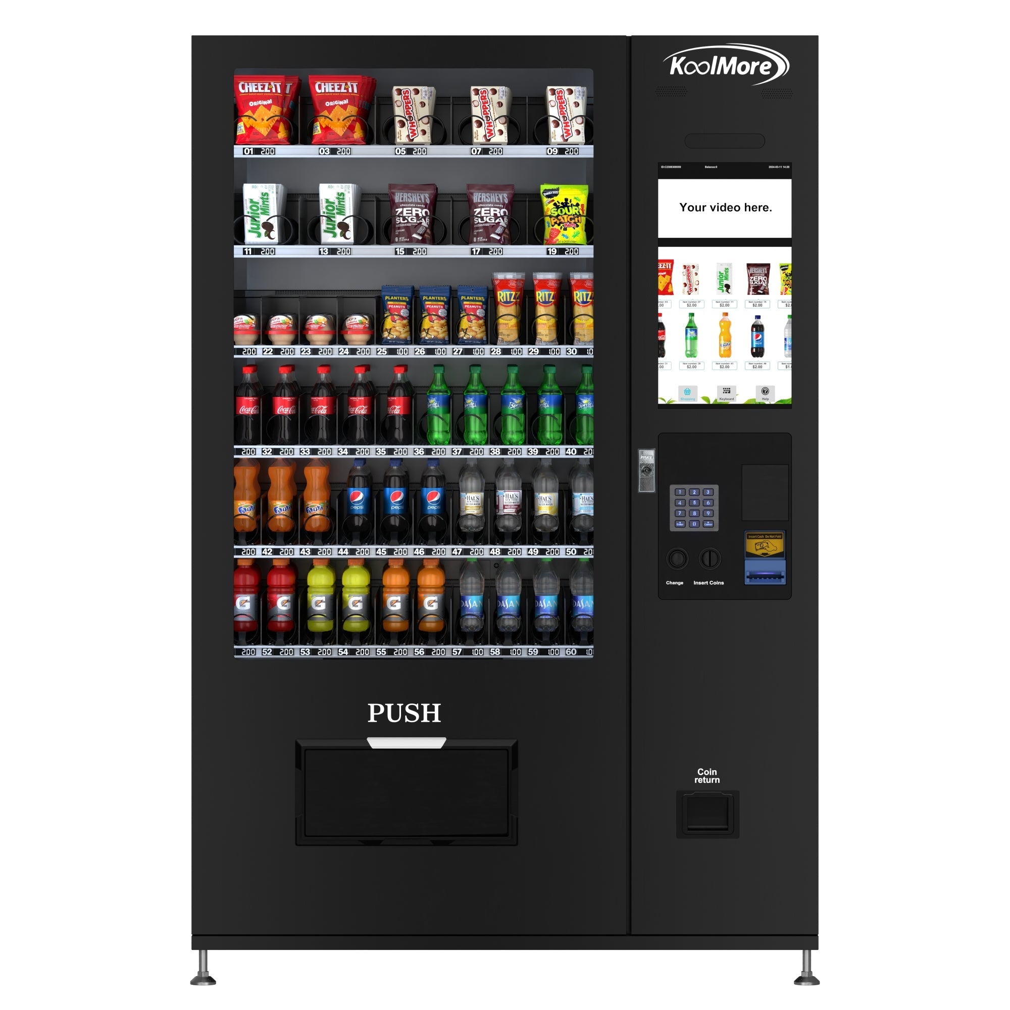 Refrigerated Snack and Drink Vending Machine with 60 Slots and 22 Inch Touch Screen in Black