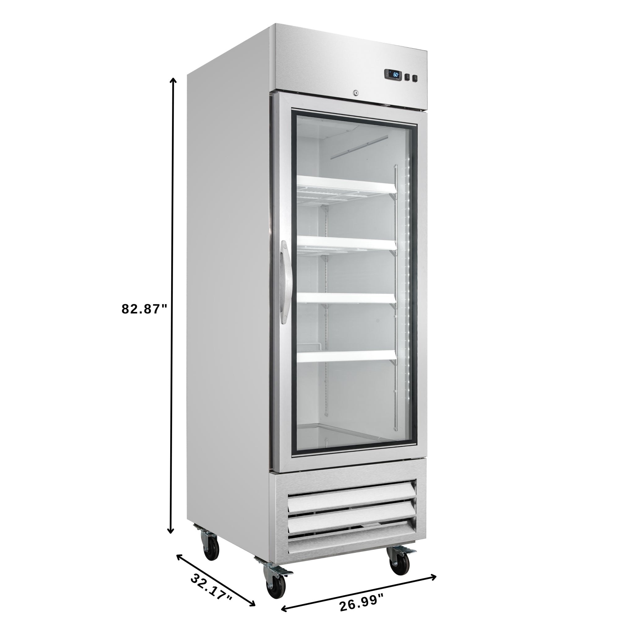 27 in. Commercial One Glass Door Convertible Reach-In Refrigerator/Freezer with 23 Cu. Ft. Capacity in Stainless Steel, ETL Listed