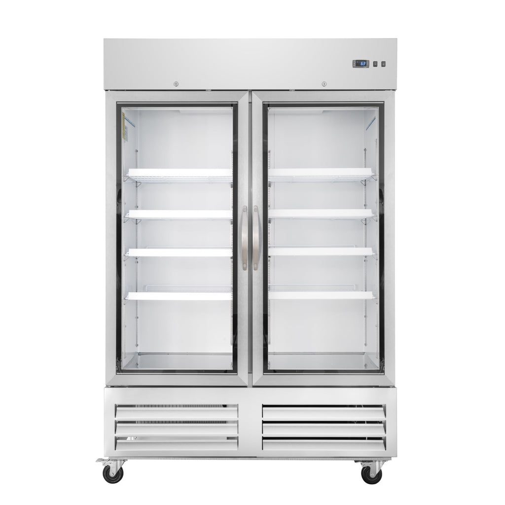 54 in. Commercial Two Glass Door Convertible Reach-In Refrigerator/Freezer with 49 Cu. Ft. Capacity in Stainless Steel, ETL Listed