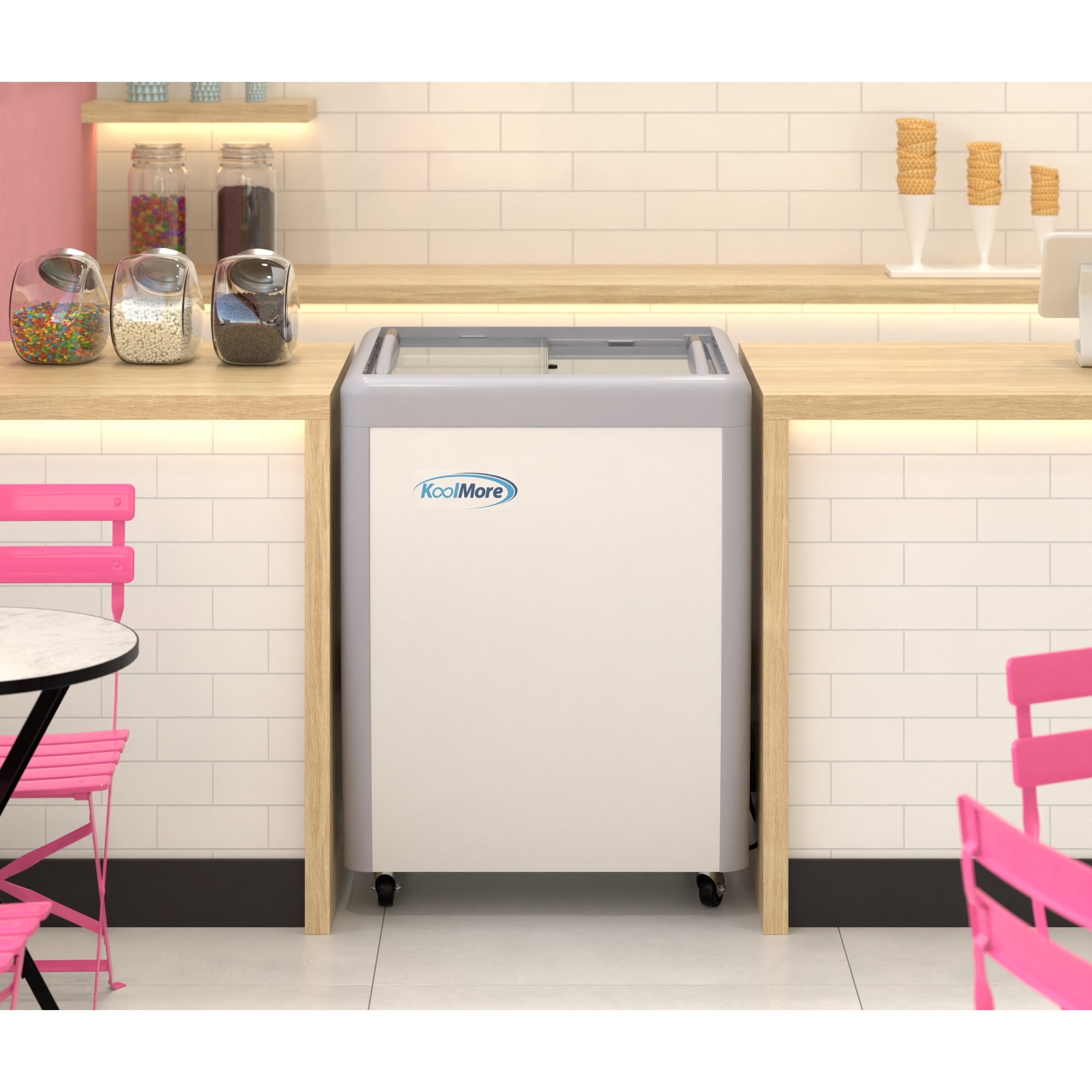 26 in. 5-Pan Gelato Dipping Cabinet Display Freezer with Sliding Glass Door, 6 cu. ft.