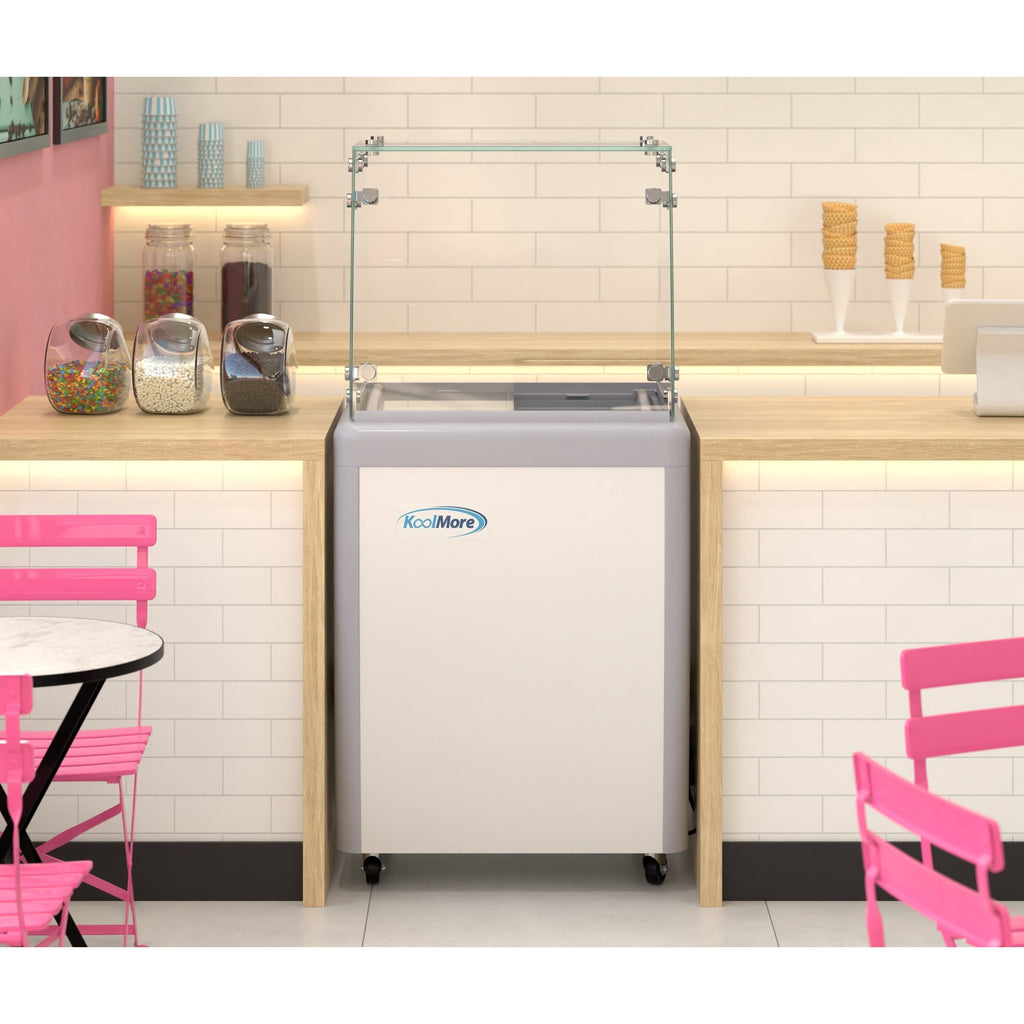 26 in. 5-Pan Gelato Dipping Cabinet Display Freezer with Sliding Glass Door and Sneeze Guard, 6 cu. ft.