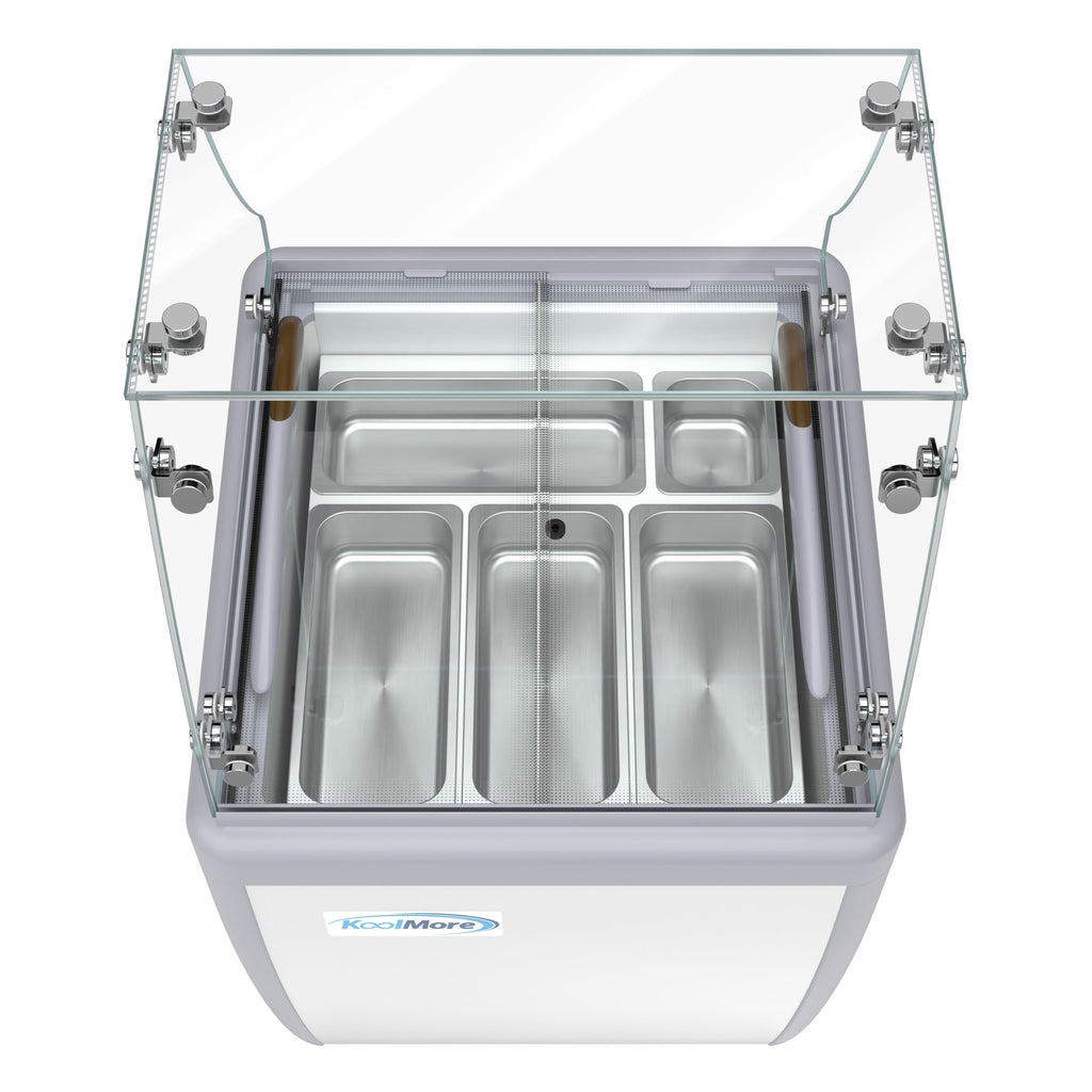 26 in. 5-Pan Gelato Dipping Cabinet Display Freezer with Sliding Glass Door and Sneeze Guard, 6 cu. ft.
