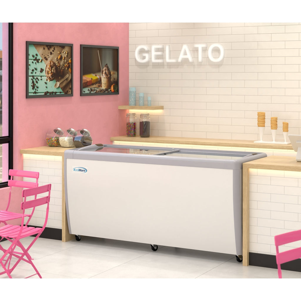 70 in. 14-Pan Gelato Dipping Cabinet Display Freezer with Sliding Glass Door, 20 cu. ft.