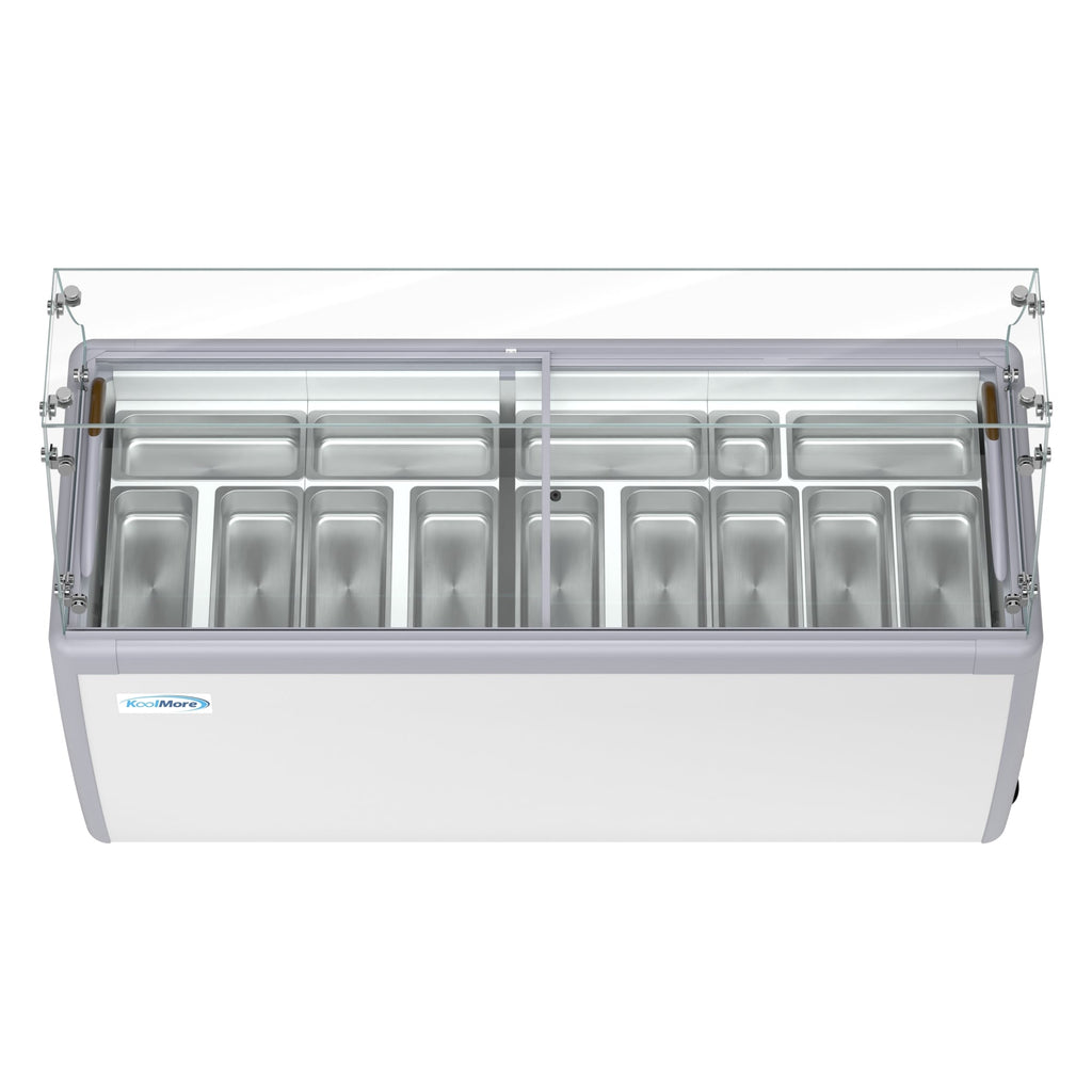 70 in. 14-Pan Gelato Dipping Cabinet Display Freezer with Sliding Glass Door and Sneeze Guard, 20 cu. ft.