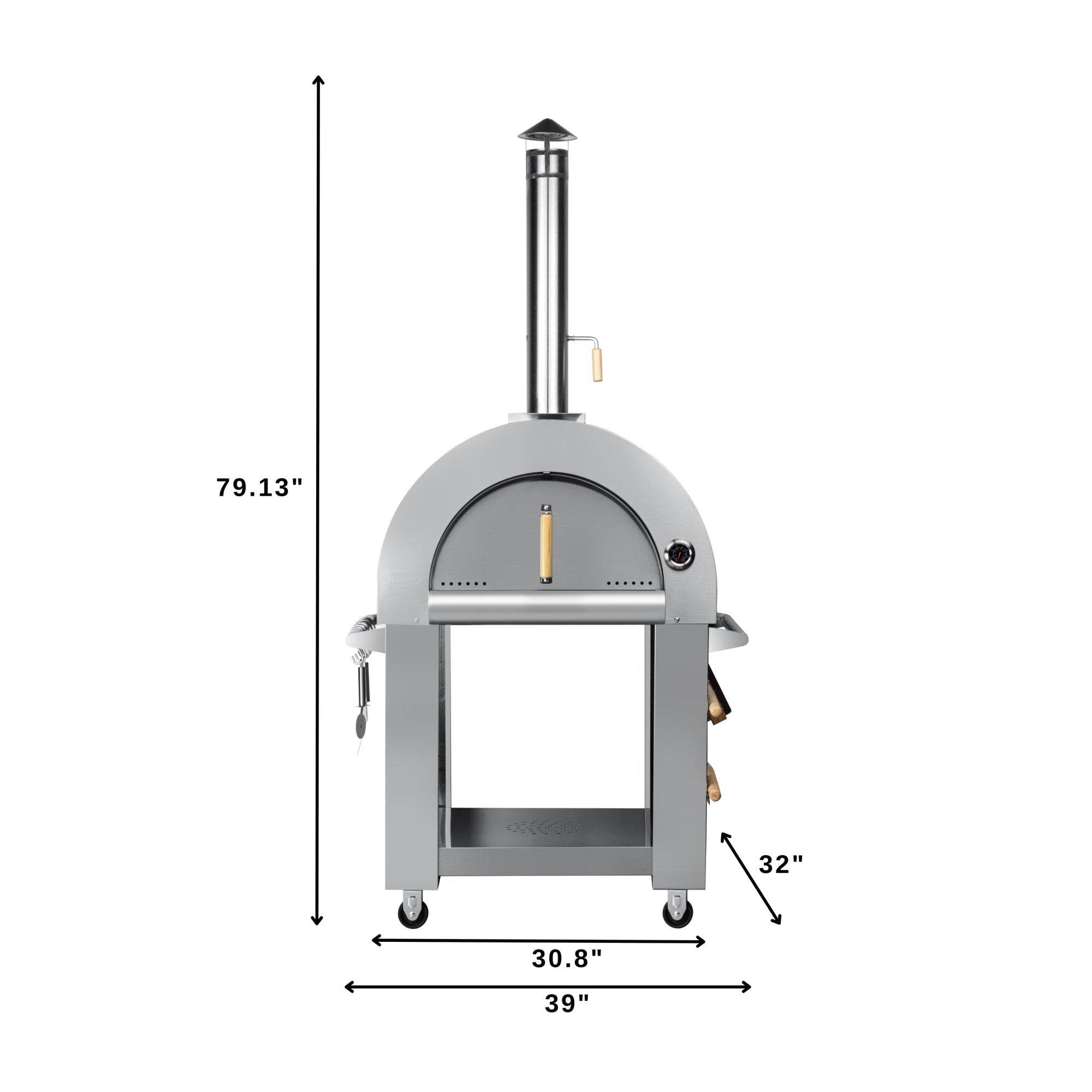 KoolMore Outdoor Kitchen Series Modular Kitchen with a Wood fire Pizza Oven, Refrigerator Cabinet, Double Refrigerator Drawers, Sink and a 30 in. BBQ Grill and Cabinet in Stainless-Steel