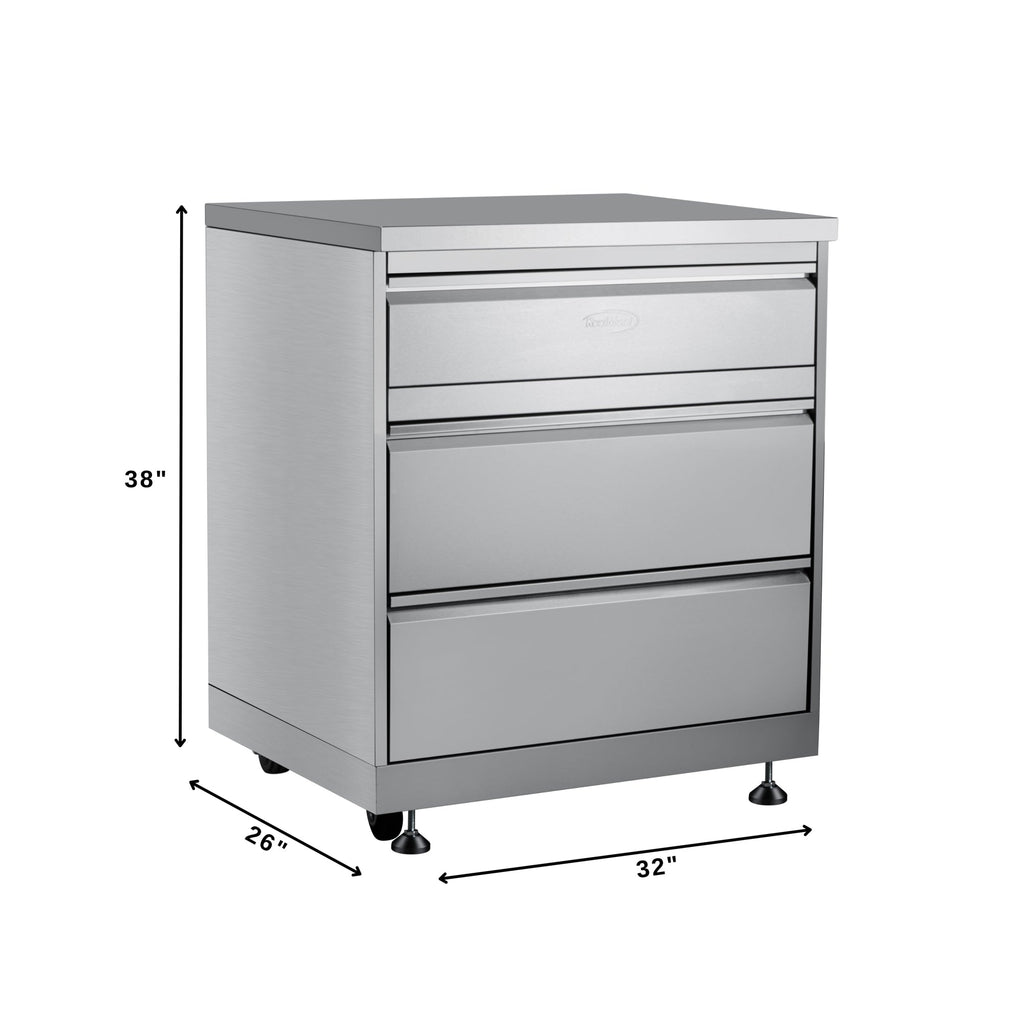 KoolMore Outdoor Kitchen Series Modular Kitchen with a Dual Fuel Pizza Oven, 3 Drawer Cabinet, Refrigerator and Cabinet, Sink, Side Burner and 30 in. BBQ Grill with Cabinet in Stainless-Steel