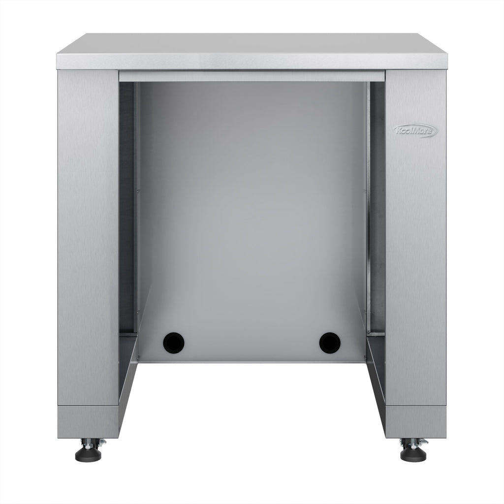 KoolMore Outdoor Kitchen Series Modular Kitchen with a Dual Fuel Pizza Oven, Corner Cabinet, Refrigerator and Cabinet, Sink, Side Burner and 30 in. BBQ Grill with Cabinet in Stainless-Steel