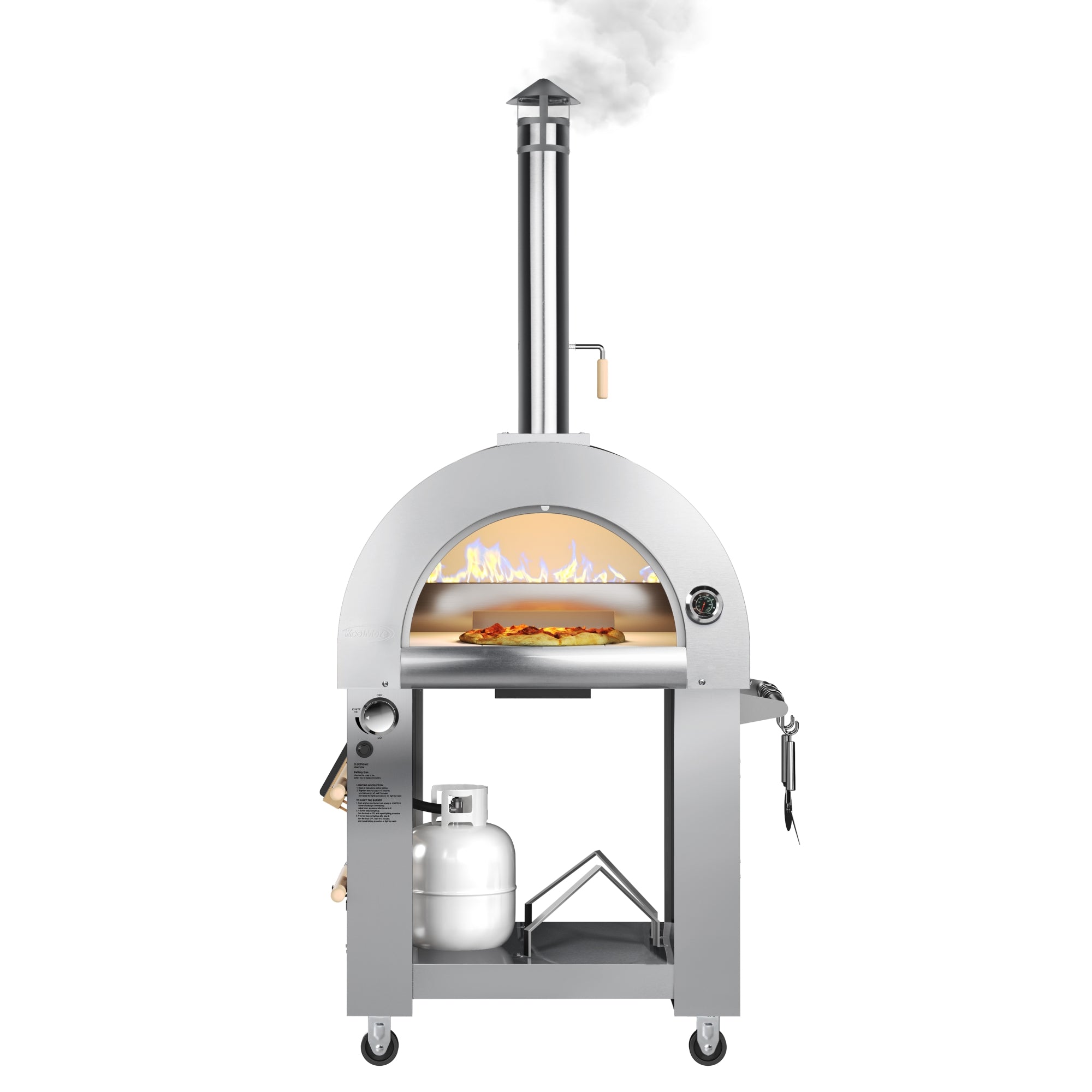 KoolMore Outdoor Kitchen Series Modular Kitchen with a Dual Fuel Pizza Oven, Refrigerator and Cabinet, Sink, 30 in. BBQ Grill And Grill Cabinet in Stainless-Steel