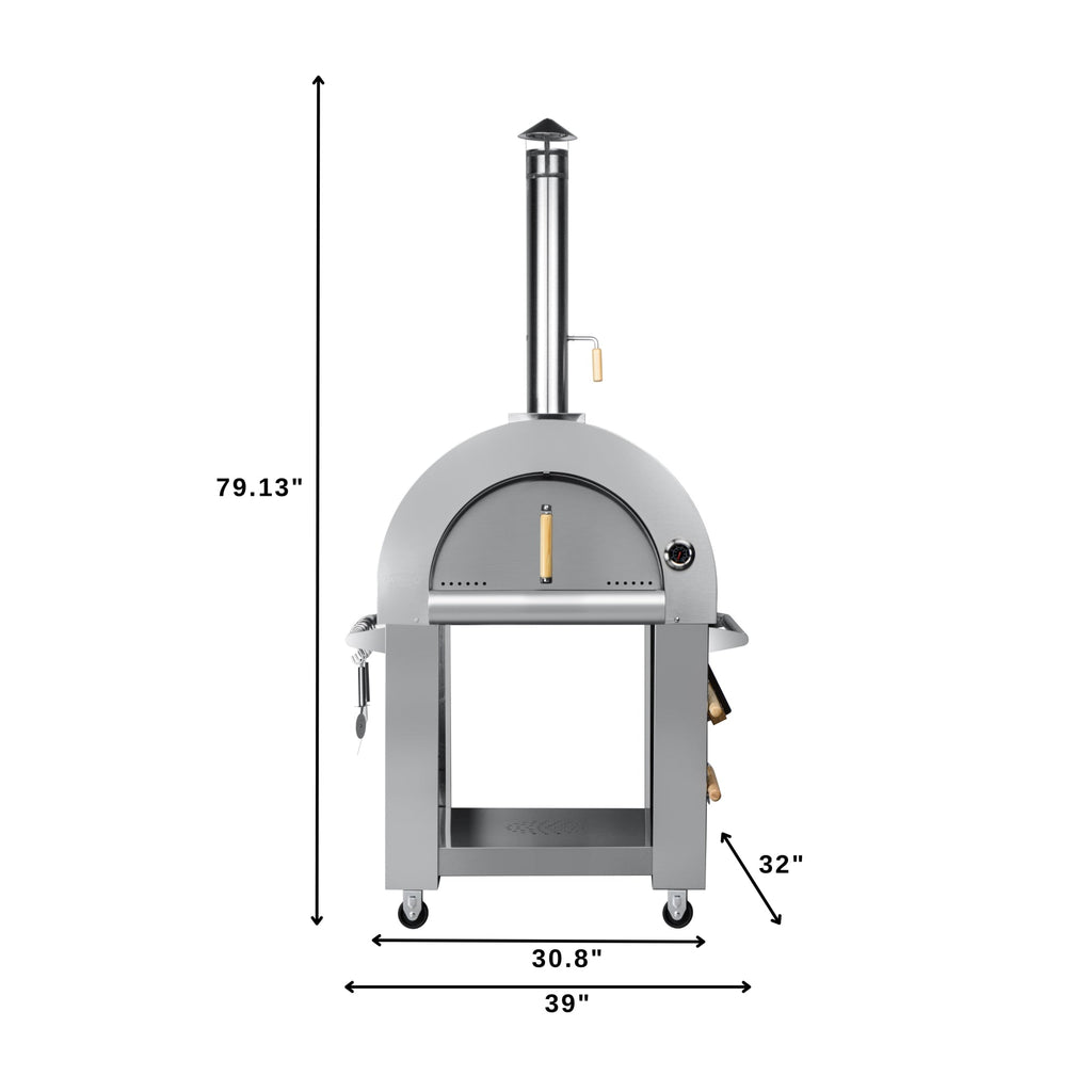 KoolMore Outdoor Kitchen Series Modular Kitchen with a Dual Fuel Pizza Oven, Refrigerator and Cabinet, Sink, 30 in. BBQ Grill And Grill Cabinet in Stainless-Steel