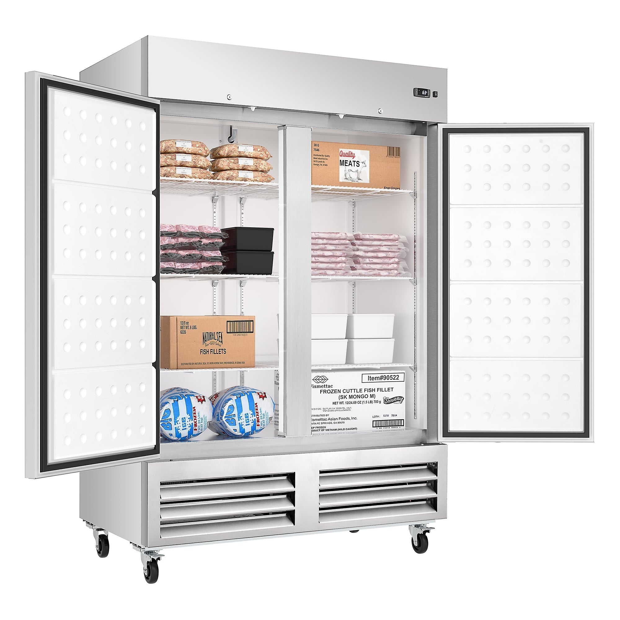 54 in. Commercial Two-Door Convertible Reach-In Refrigerator/Freezer with 49 Cu. Ft. Capacity in Stainless Steel, ETL Listed
