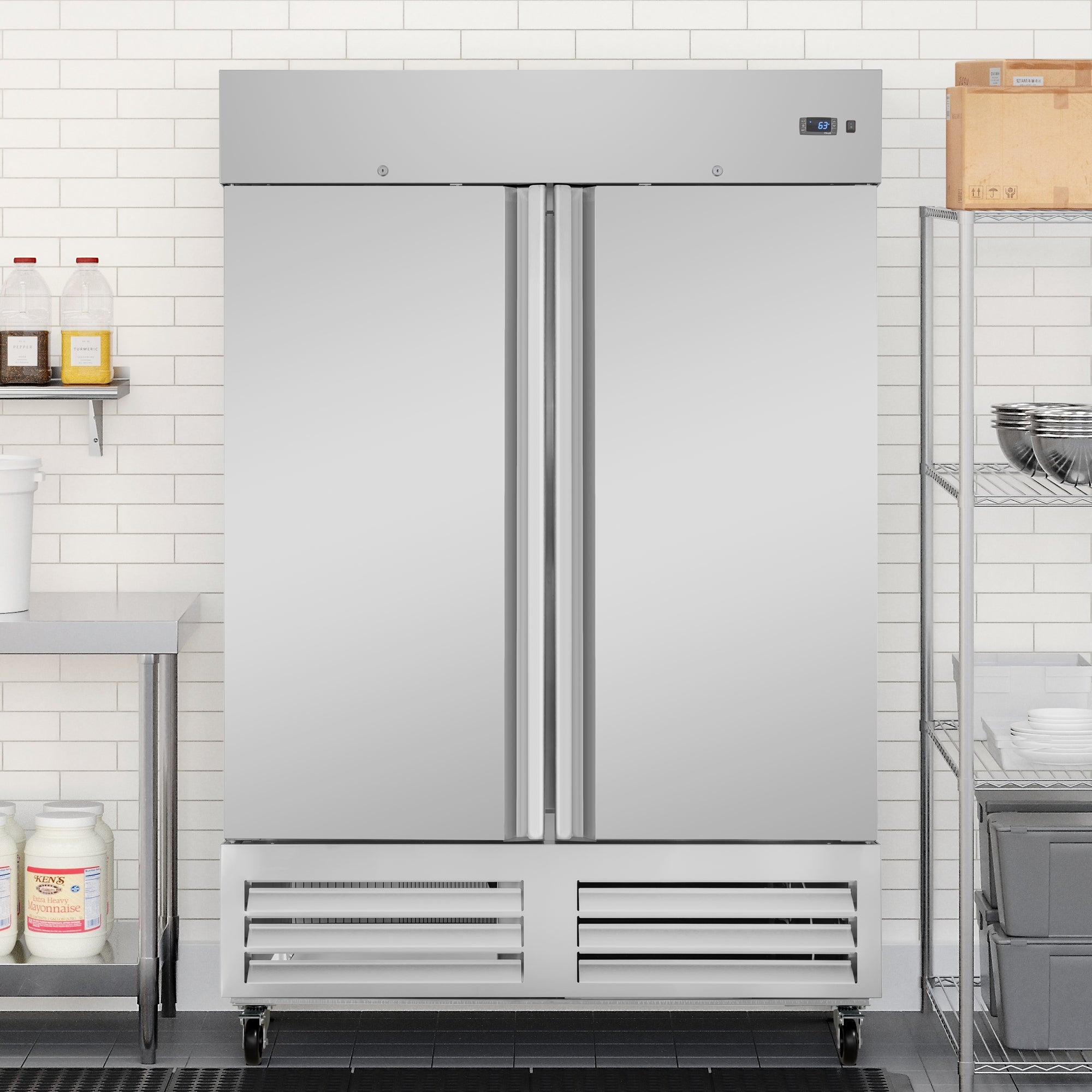 54 in. Commercial Two-Door Convertible Reach-In Refrigerator/Freezer with 49 Cu. Ft. Capacity in Stainless Steel, ETL Listed