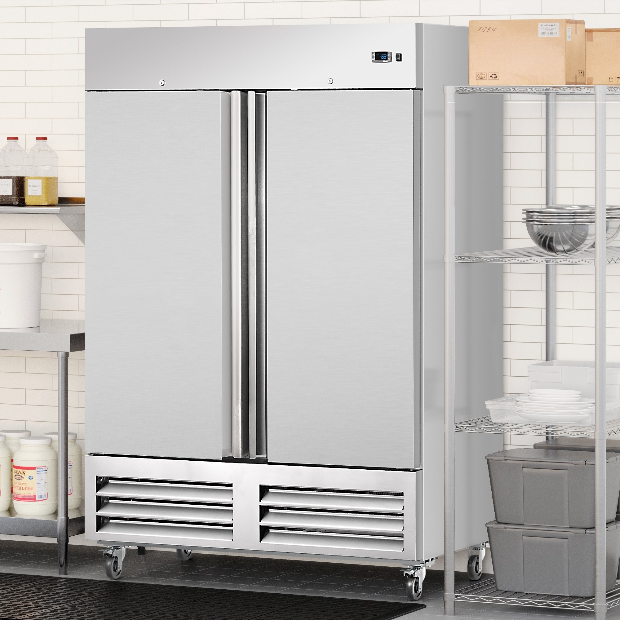 54 in. Commercial Two-Door Convertible Reach-In Refrigerator/Freezer with 49 Cu. Ft. Capacity in Stainless Steel, ETL Listed