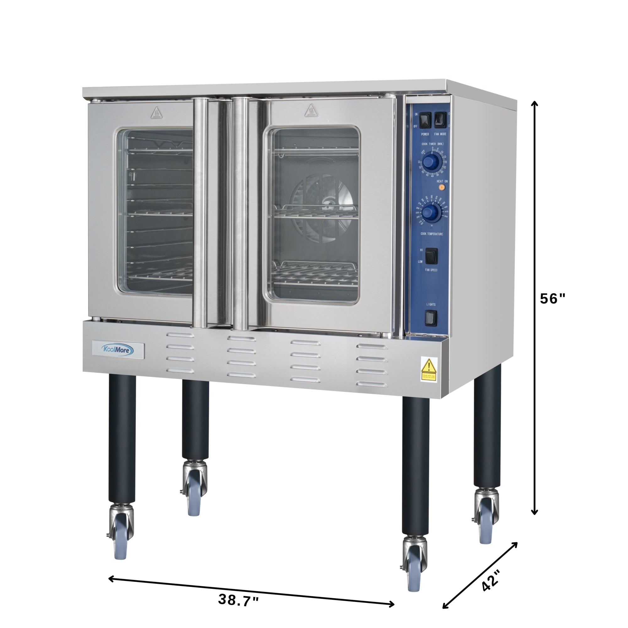 38 in. Full Size Single Deck Commercial Natural Gas Convection Oven 54,000 BTU With Casters