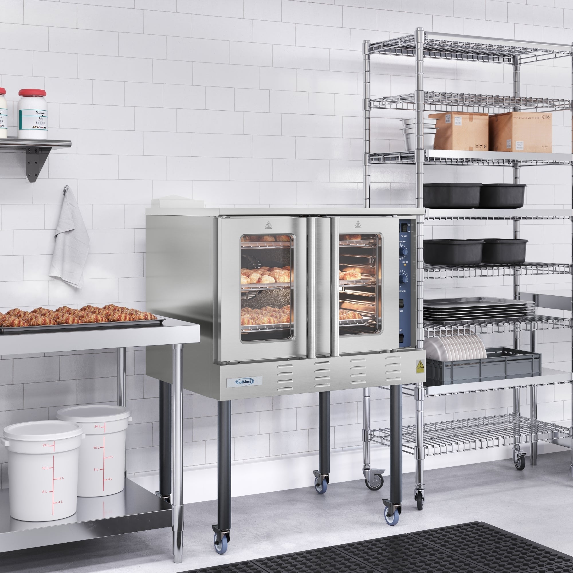 38 in. Full Size Single Deck Commercial Natural Gas Convection Oven 54,000 BTU With Casters