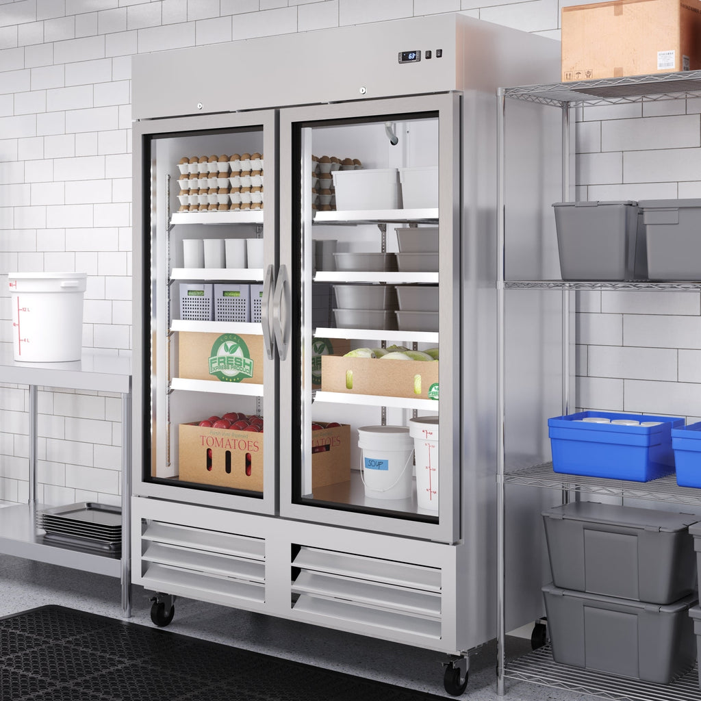 54 in. Commercial Two Glass Door Convertible Reach-In Refrigerator/Freezer with 49 Cu. Ft. Capacity in Stainless Steel, ETL Listed