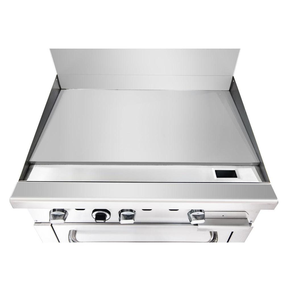 36 in. Commercial Oven with Griddle Top, 90000 BTU in Stainless-Steel