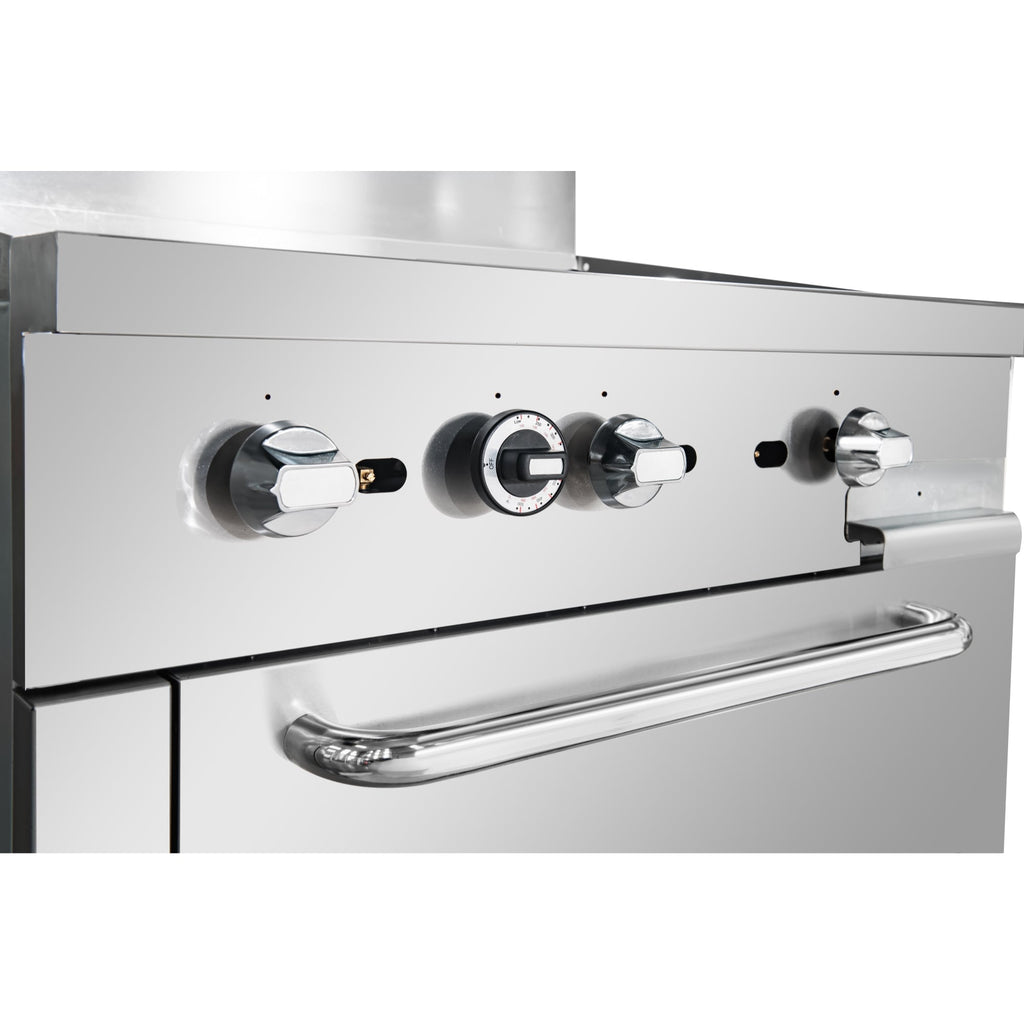 36 in. Commercial Oven with Griddle Top, 90000 BTU in Stainless-Steel
