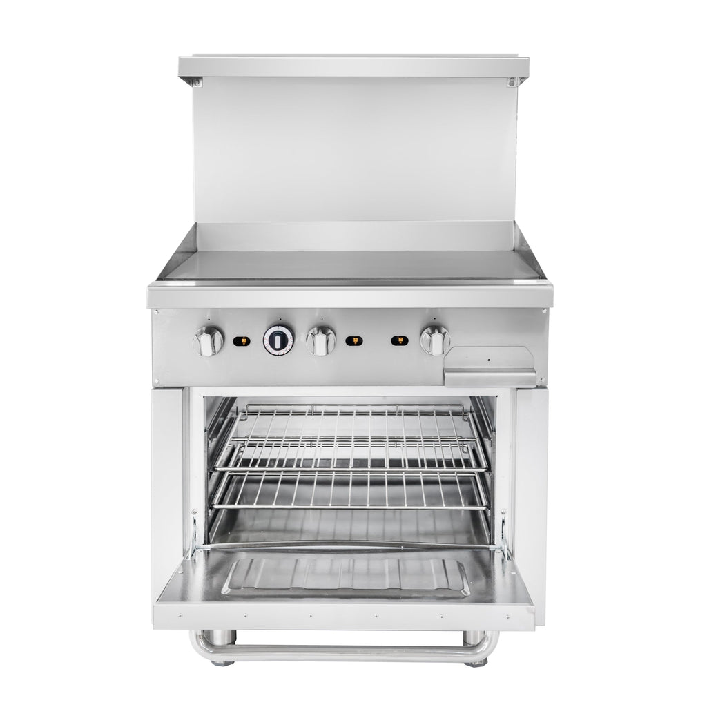 36 in. Commercial Oven with Griddle Top, 90000 BTU in Stainless-Steel