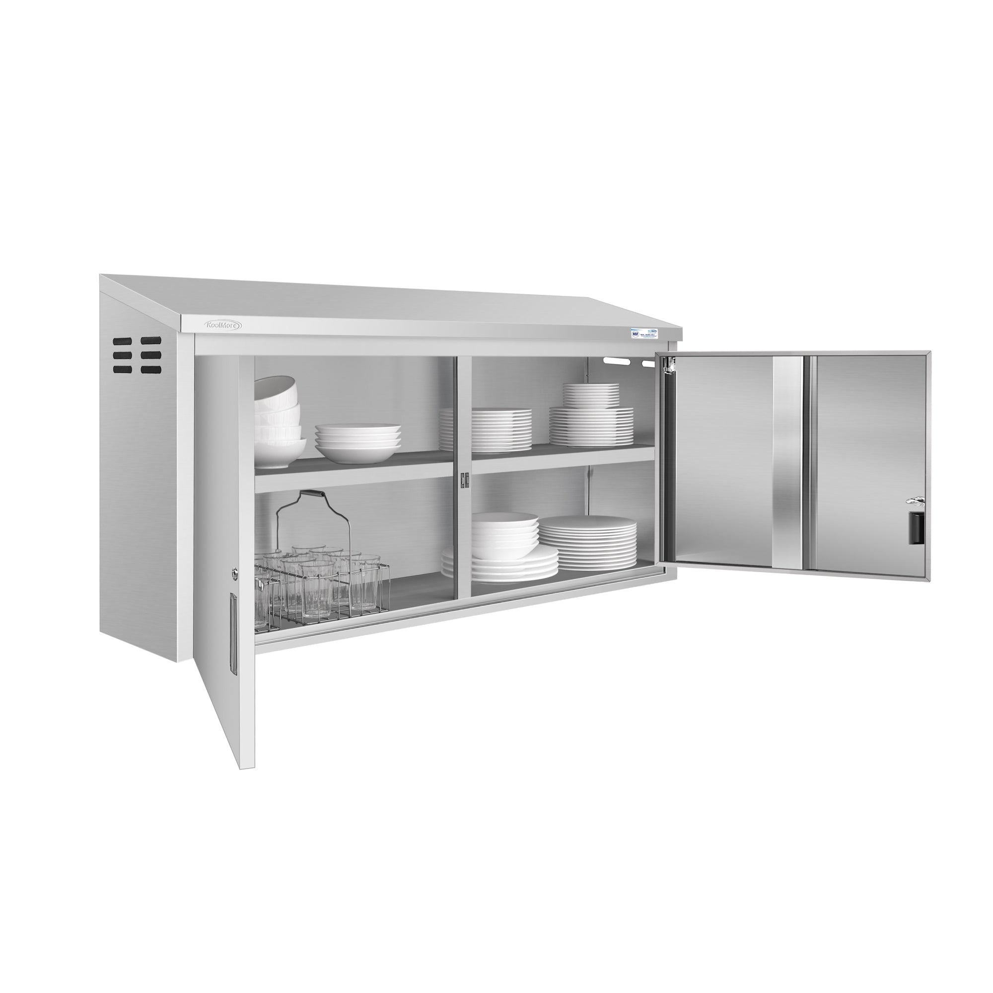 60 in. Kitchen Wall Cabinet with Hinged Doors and 2 shelves in Stainless-Steel